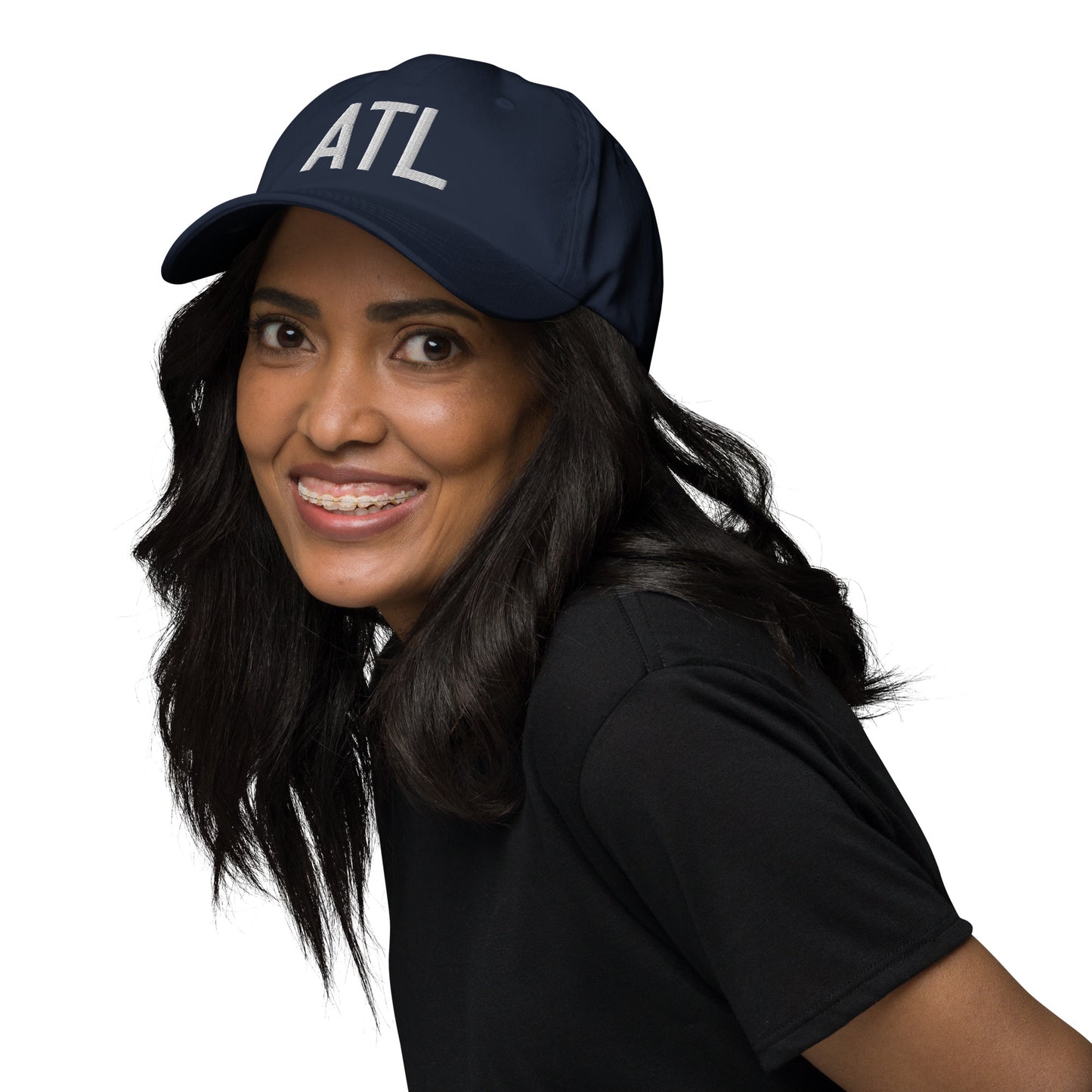 Airport Code Baseball Cap - White • ATL Atlanta • YHM Designs - Image 04