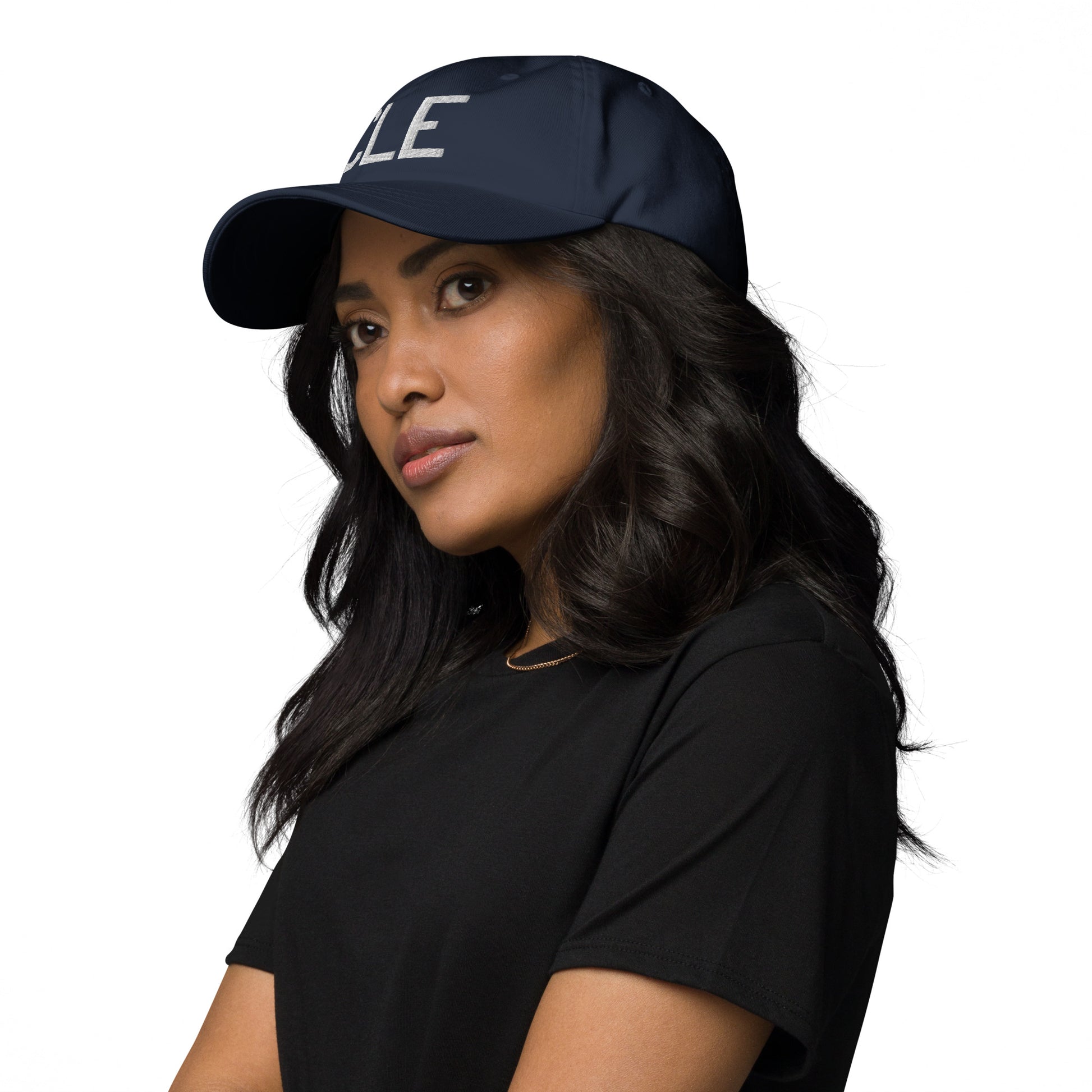 Airport Code Baseball Cap - White • CLE Cleveland • YHM Designs - Image 05
