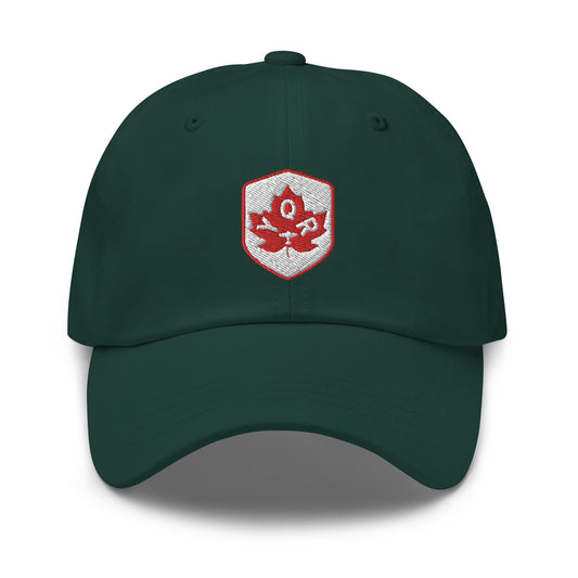 YQR Regina Baseball Cap • Maple Leaf Shield Design - Red & White • YHM Designs - Image 02