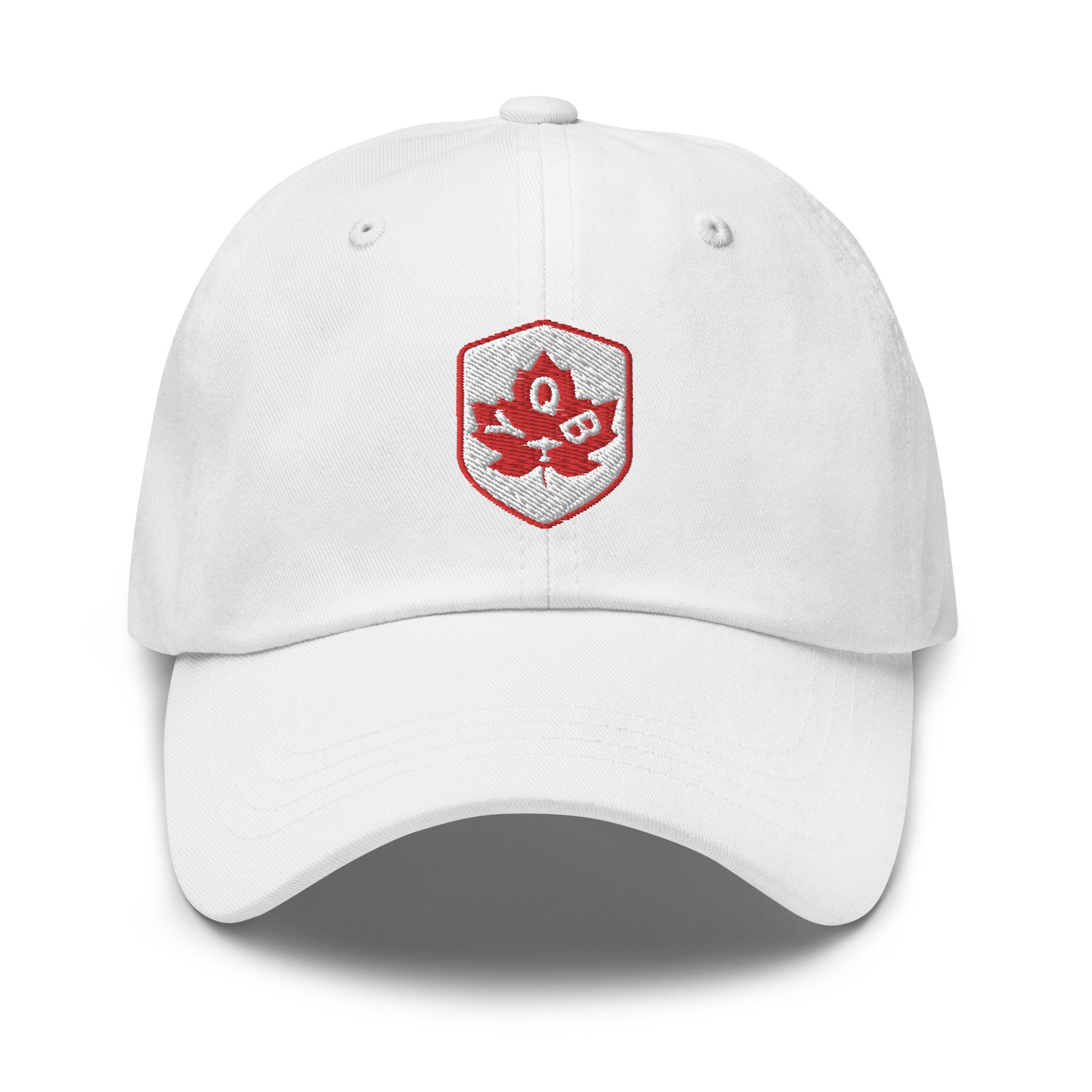 YQB Quebec City Baseball Cap • Maple Leaf Shield Design - Red & White • YHM Designs - Image 23