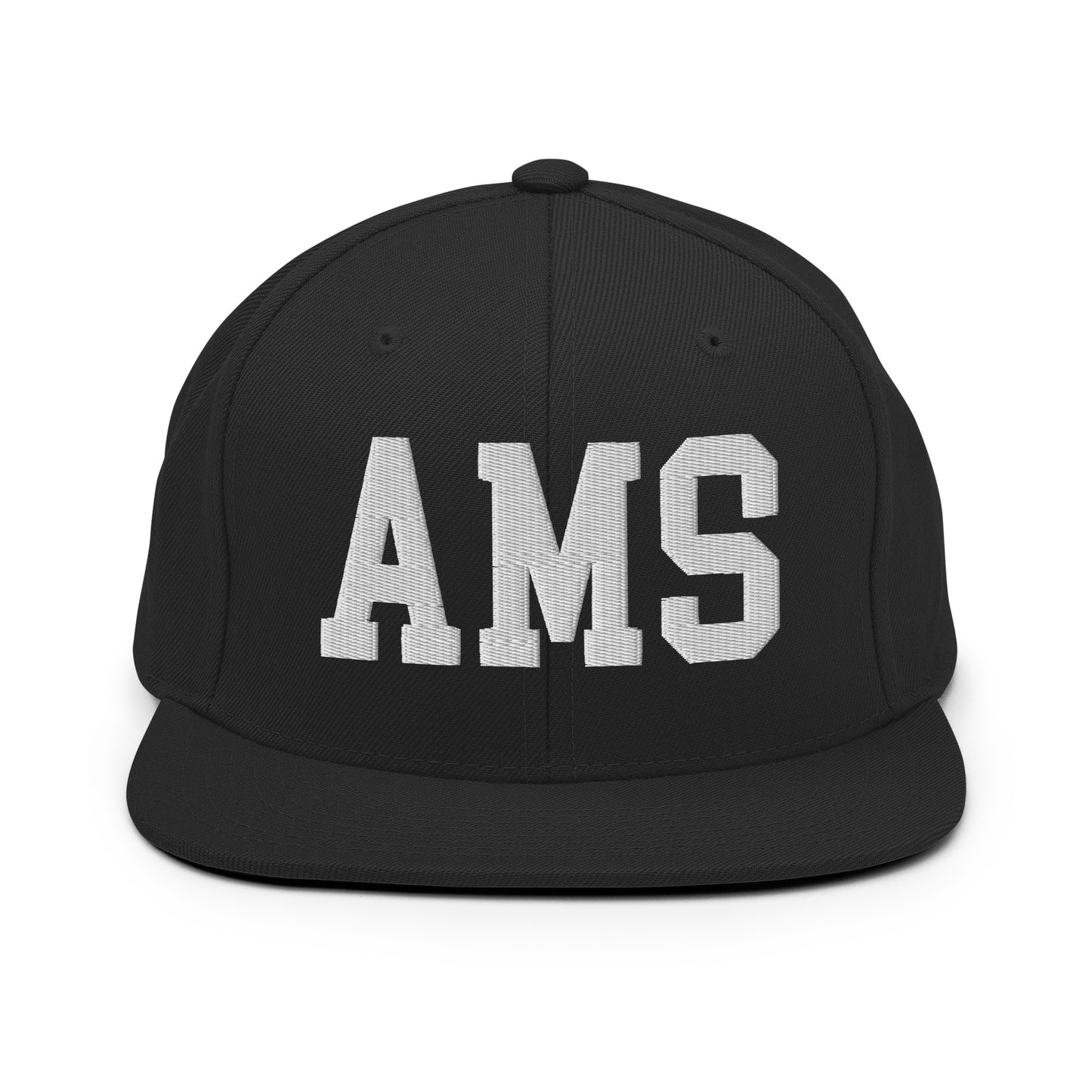 College-Style Classic Snapback Hat • White • AMS Amsterdam • YHM Designs - Image 07