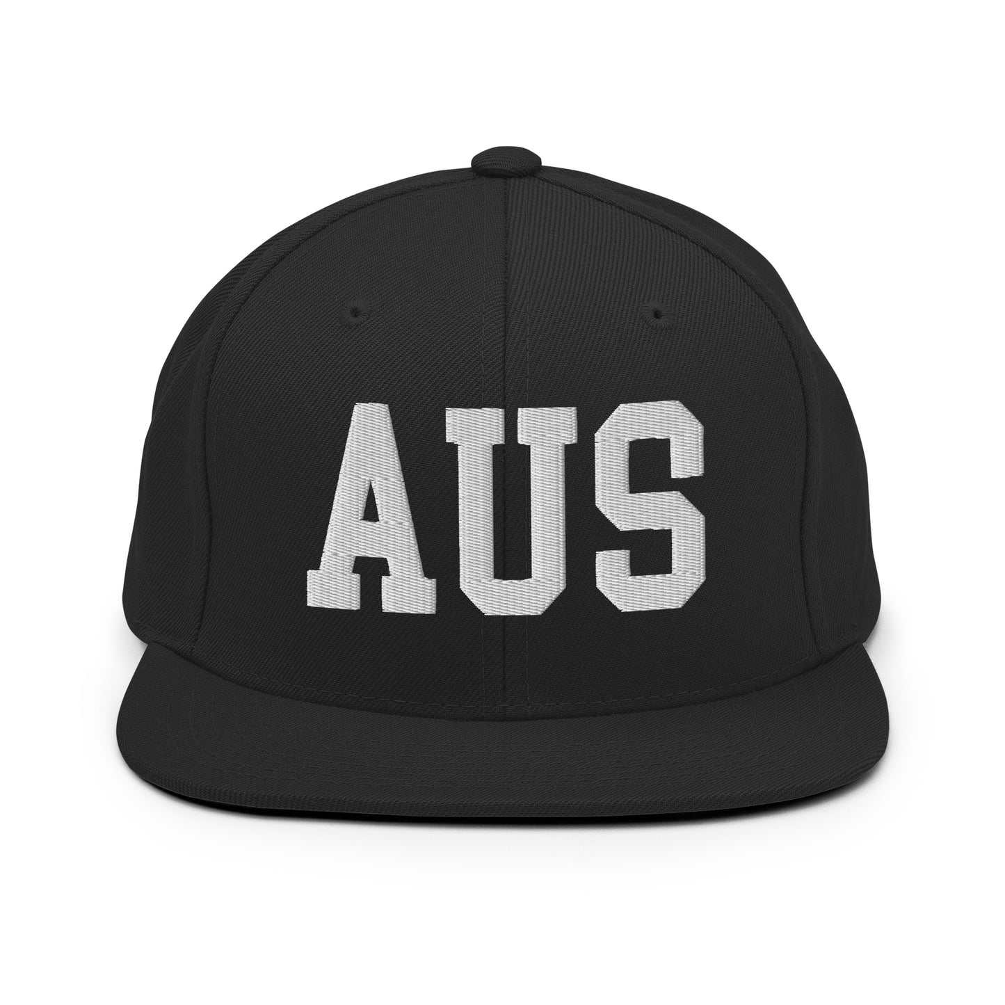 College-Style Classic Snapback Hat • White • AUS Austin Souvenir • YHM Designs - Image 07