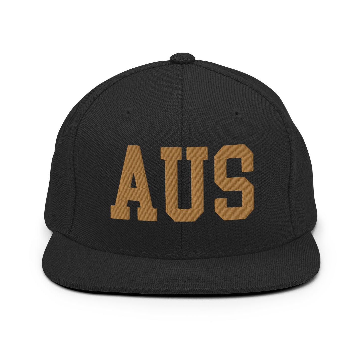College-Style Classic Snapback Hat • Old Gold • AUS Austin Souvenir • YHM Designs - Image 07