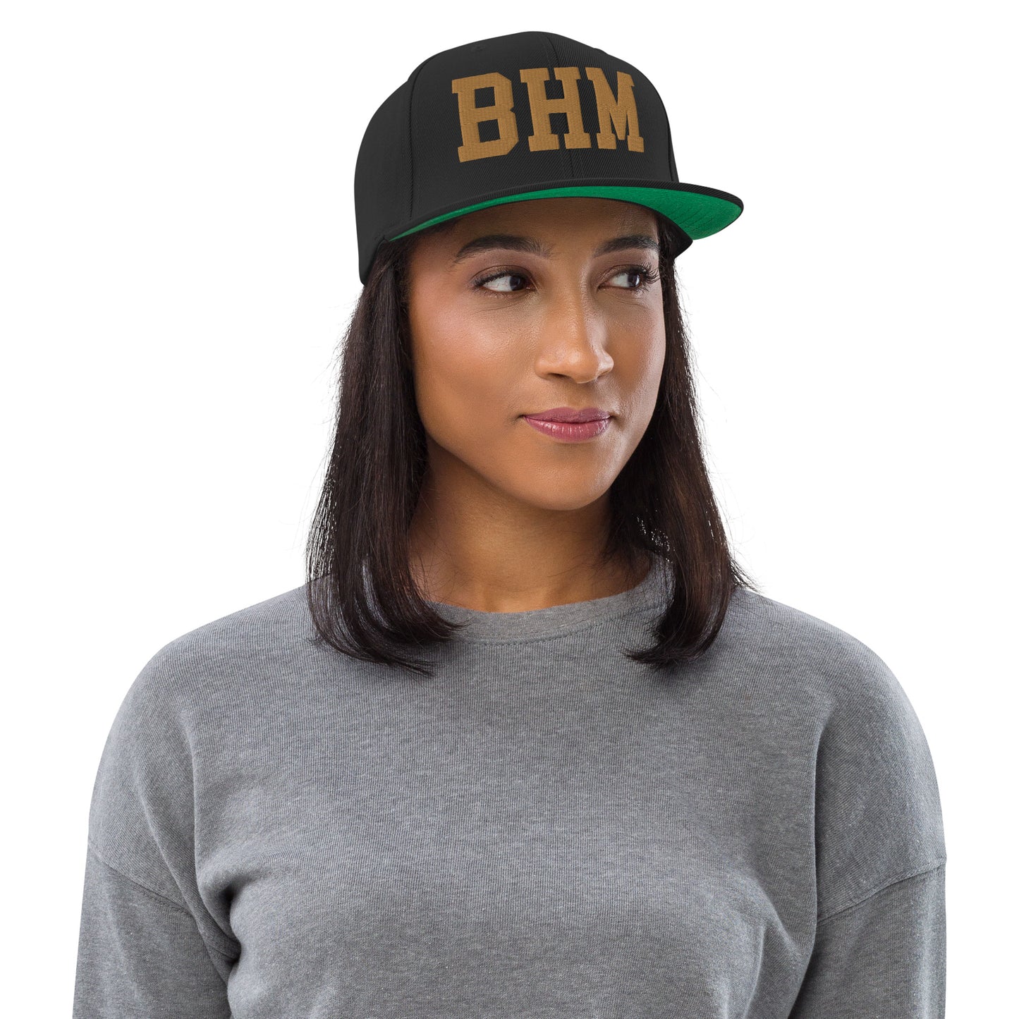 College-Style Classic Snapback Hat • Old Gold • BHM Birmingham • YHM Designs - Image 04