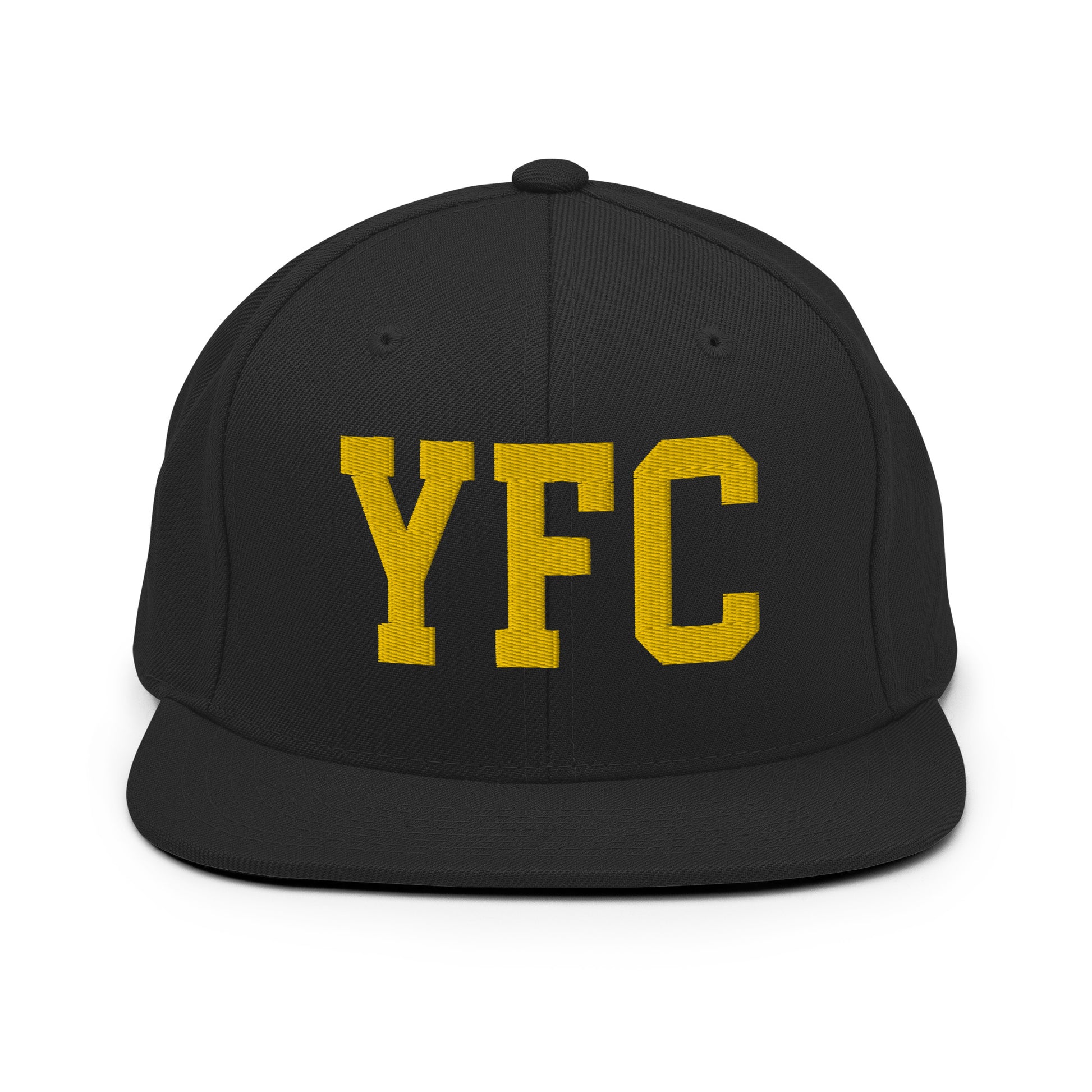 College-Style Classic Snapback Hat • Gold • YFC Fredericton Souvenir • YHM Designs - Image 07