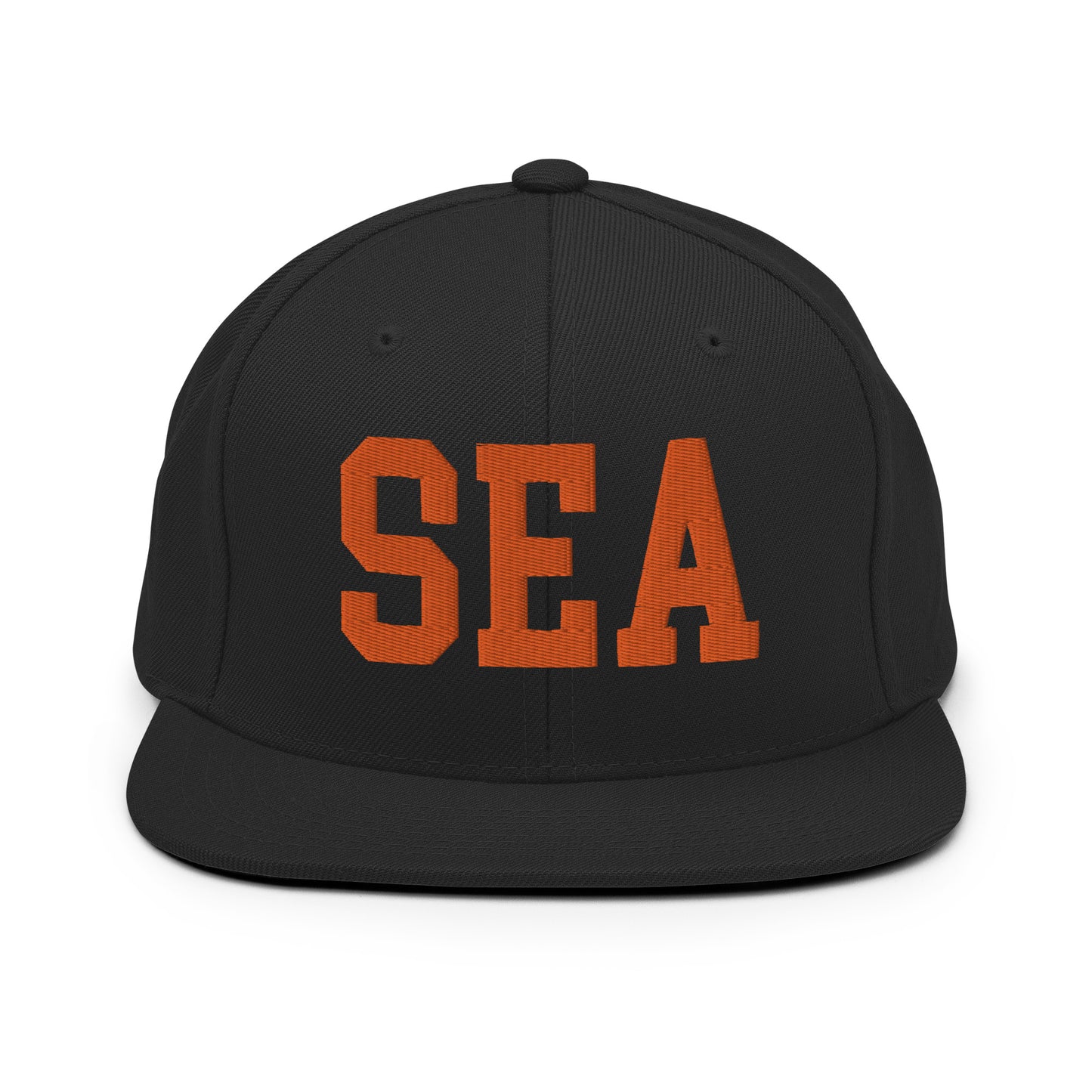 College-Style Classic Snapback Hat • Orange • SEA Seattle • YHM Designs - Image 07