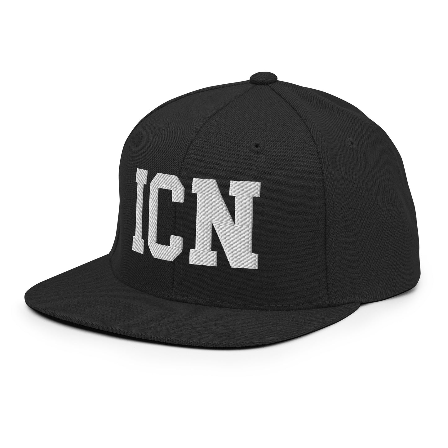 College-Style Classic Snapback Hat • White • ICN Seoul Souvenir • YHM Designs - Image 09