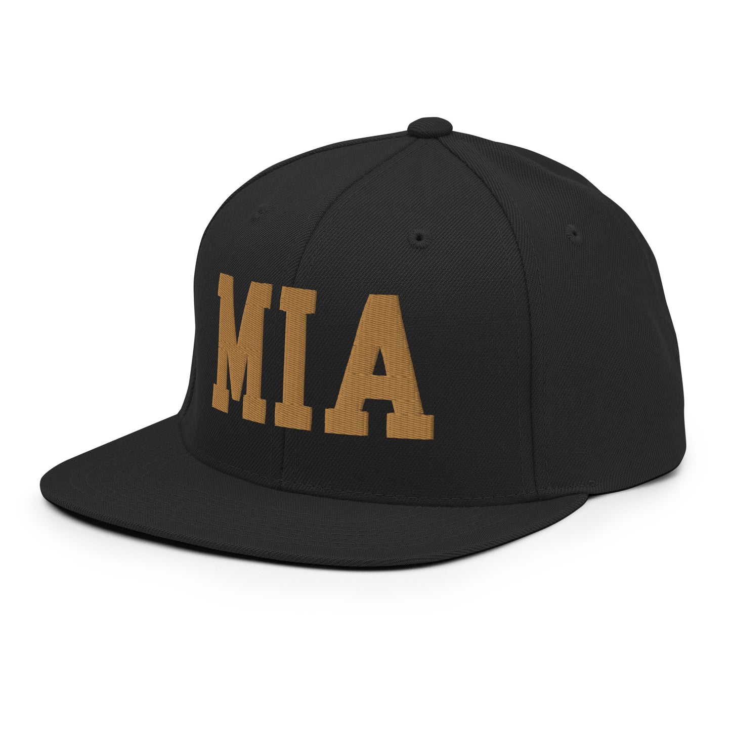 College-Style Classic Snapback Hat • Old Gold • MIA Miami • YHM Designs - Image 01