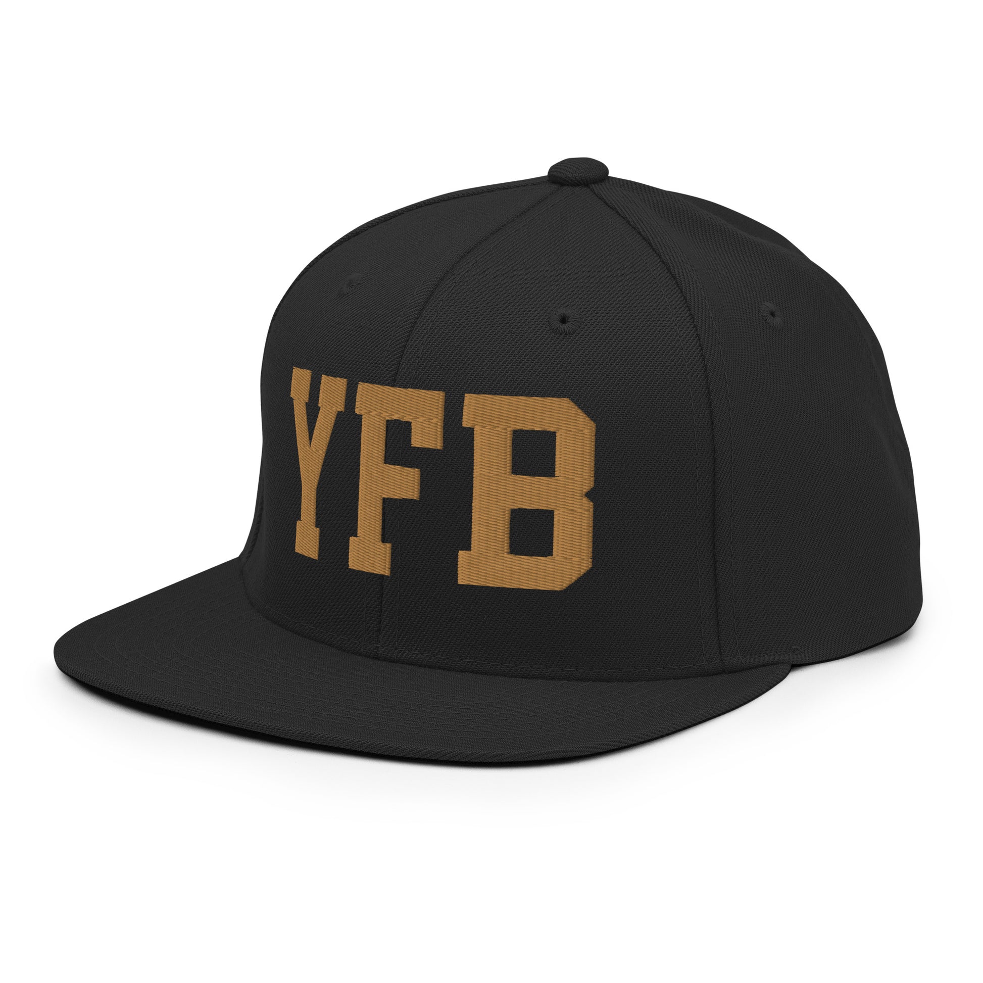 College-Style Classic Snapback Hat • Old Gold • YFB Iqaluit Souvenir • YHM Designs - Image 01