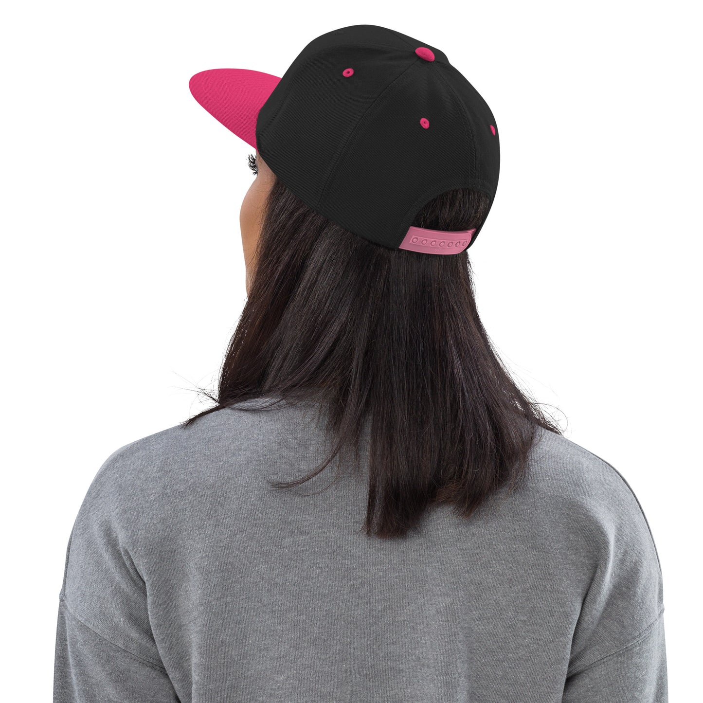 College-Style Classic Snapback Hat • Pink Embroidery • BHM Birmingham • YHM Designs - Image 03