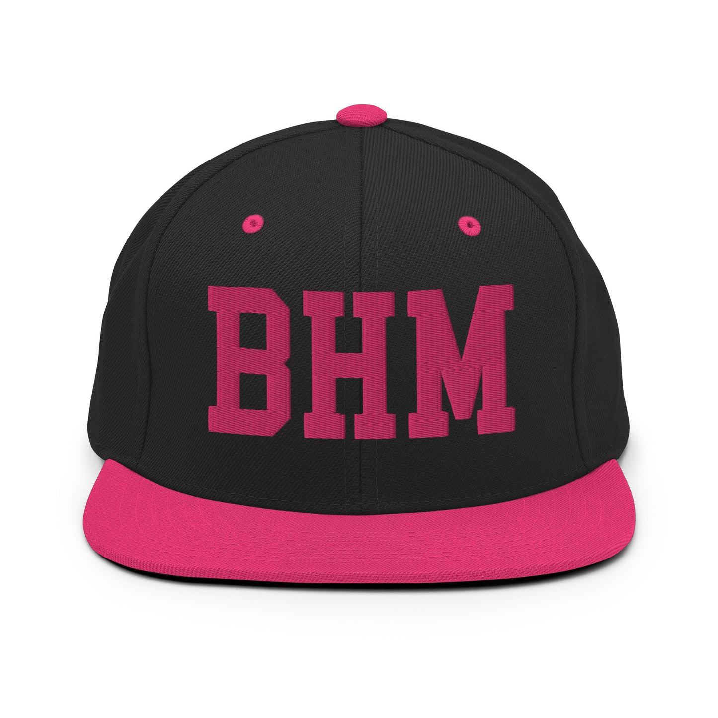 College-Style Classic Snapback Hat • Pink Embroidery • BHM Birmingham • YHM Designs - Image 07