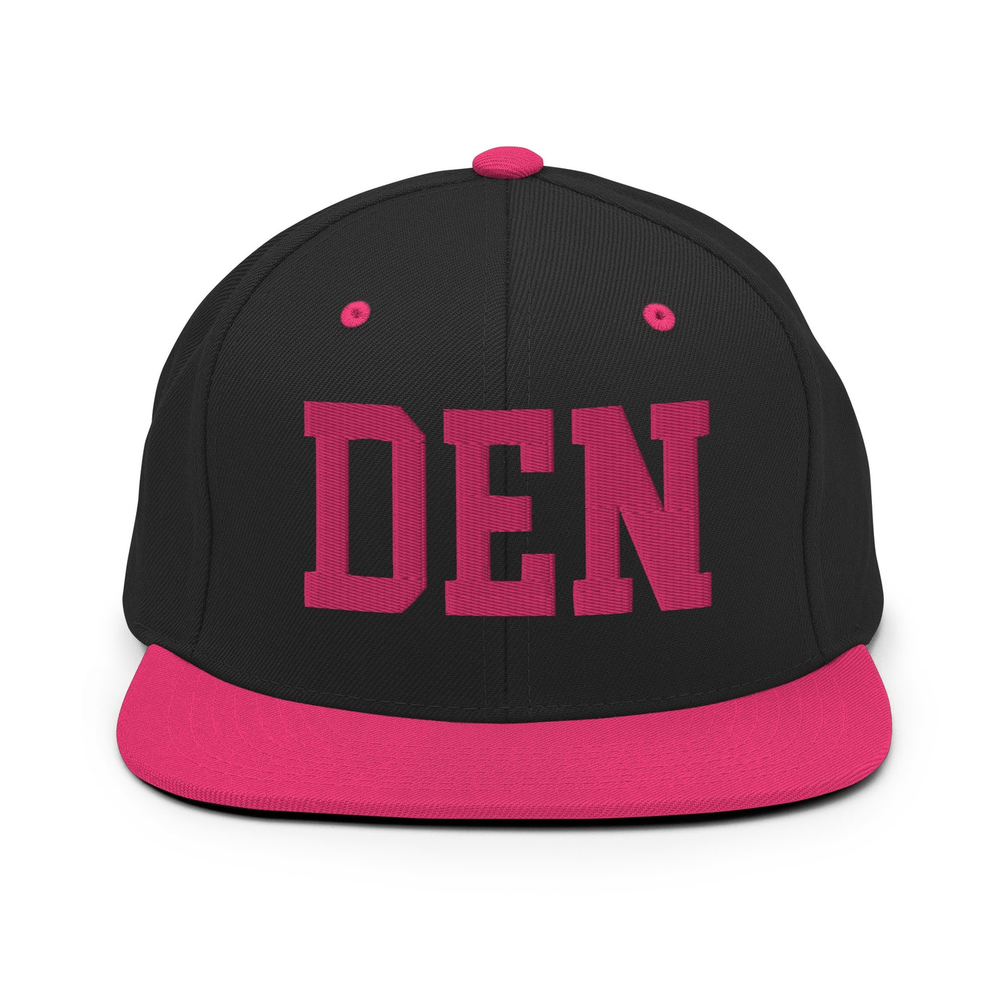 College-Style Classic Snapback Hat • Pink Embroidery • DEN Denver • YHM Designs - Image 07