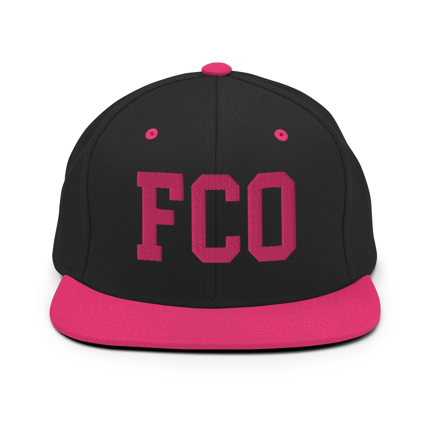 College-Style Classic Snapback Hat • Pink Embroidery • FCO Rome • YHM Designs - Image 07