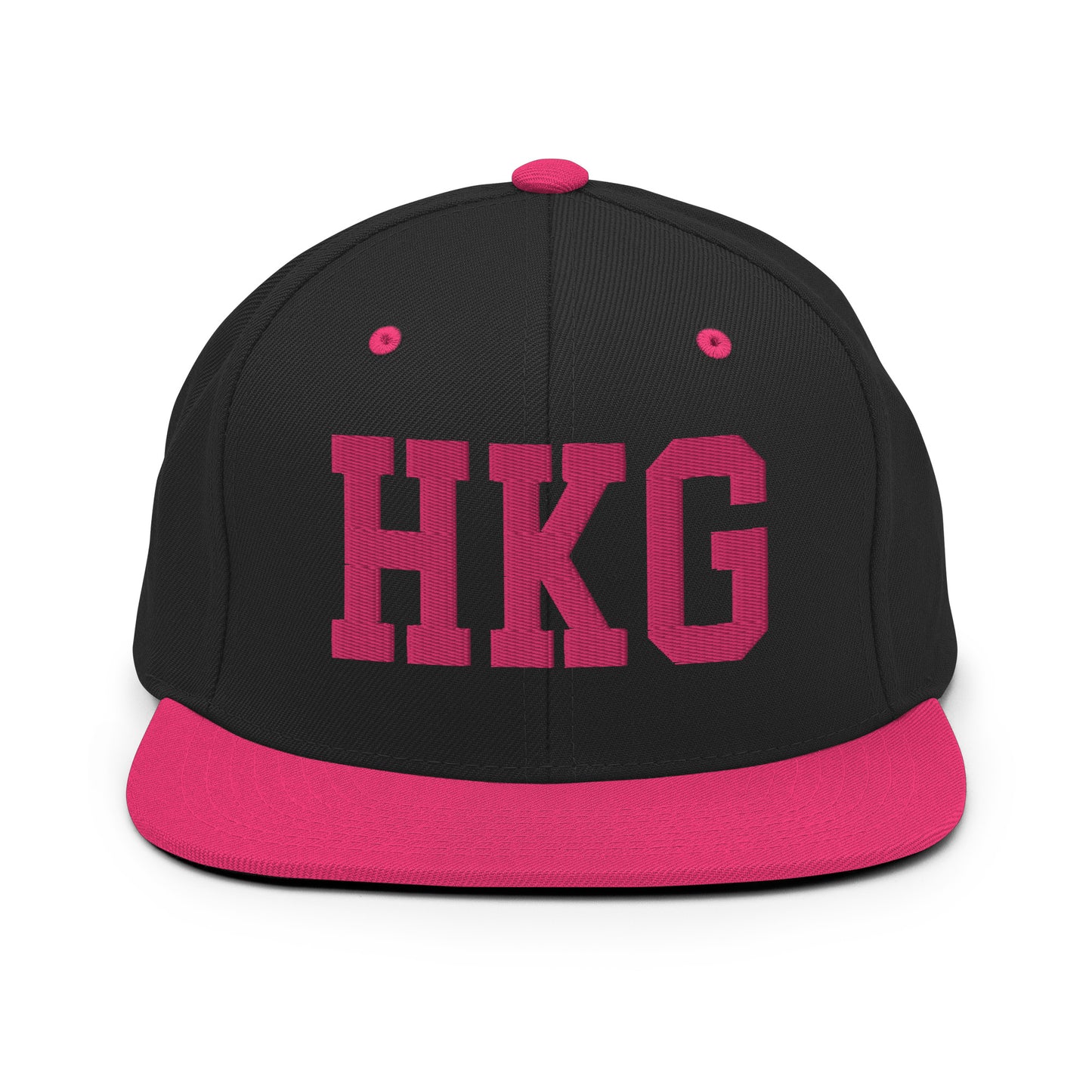 College-Style Classic Snapback Hat • Pink Embroidery • HKG Hong Kong • YHM Designs - Image 07