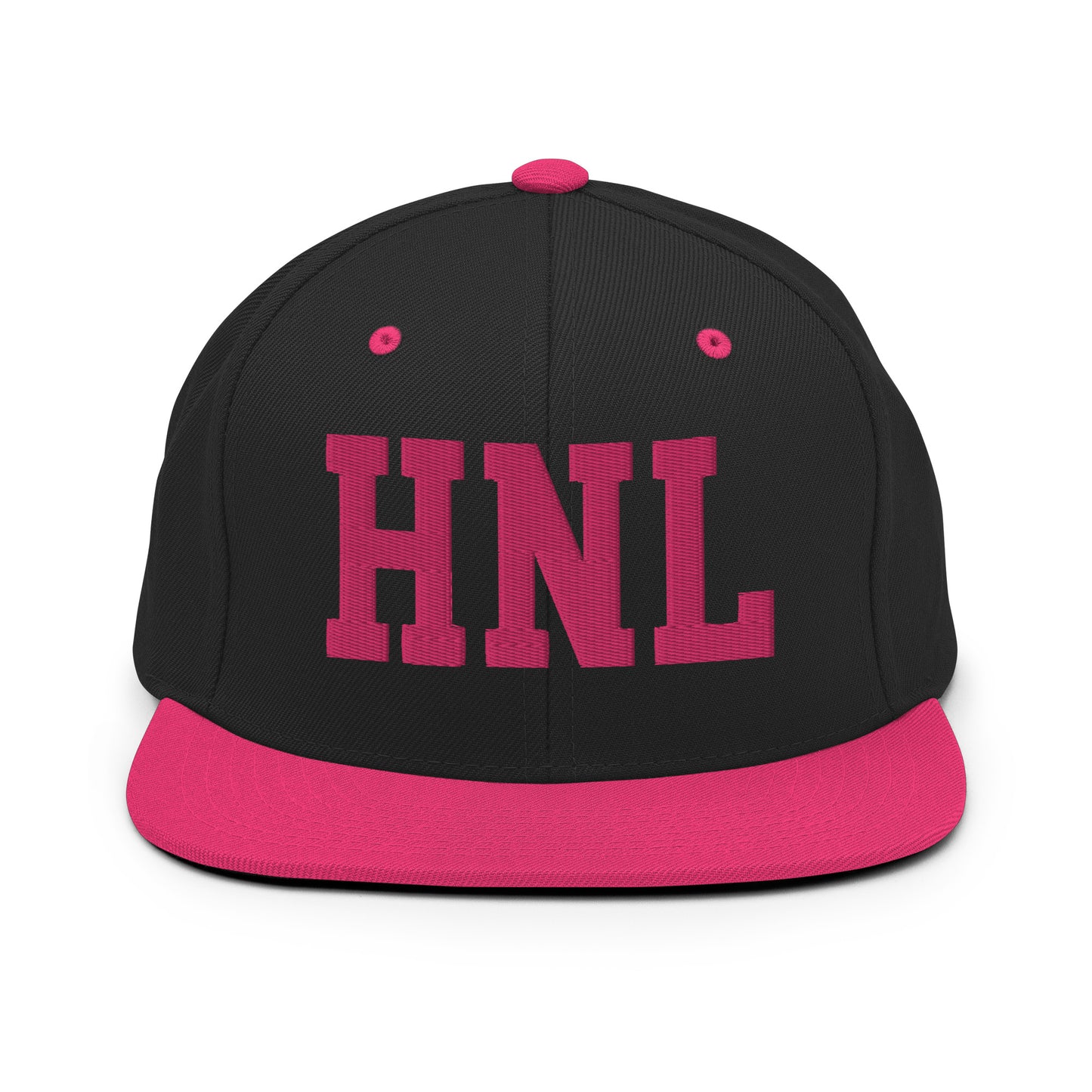 College-Style Classic Snapback Hat • Pink Embroidery • HNL Honolulu Souvenir • YHM Designs - Image 07