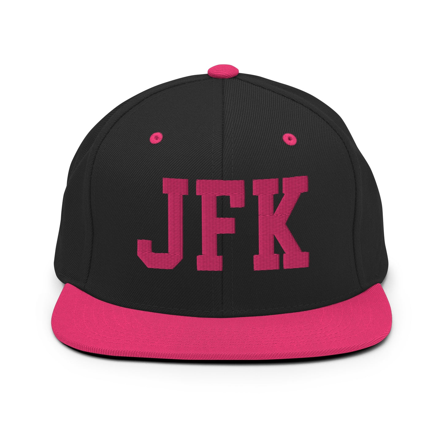 College-Style Classic Snapback Hat • Pink Embroidery • JFK New York City Souvenir • YHM Designs - Image 07
