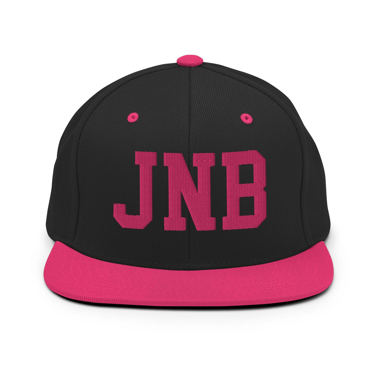 College-Style Classic Snapback Hat • Pink Embroidery • JNB Johannesburg Souvenir • YHM Designs - Image 07