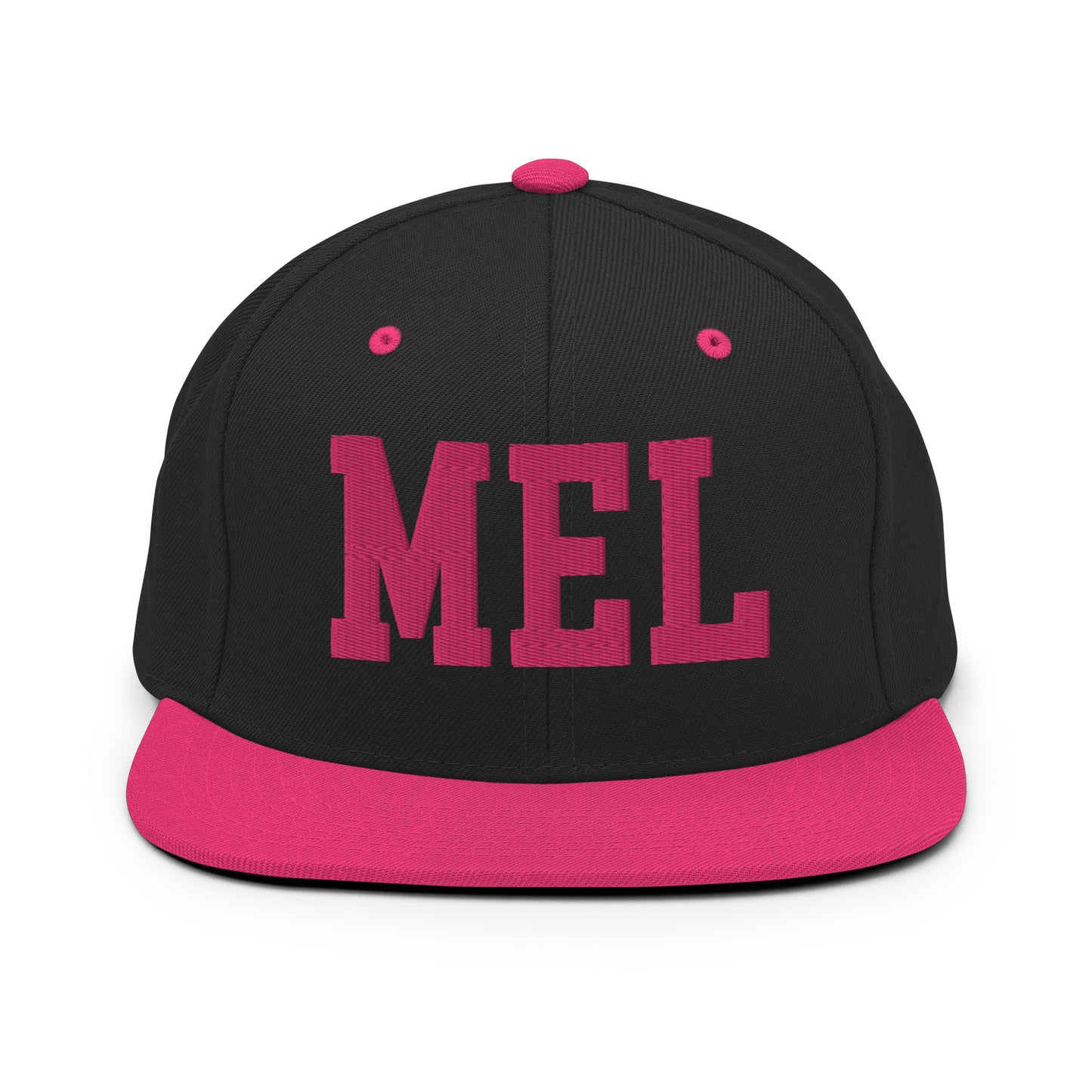 College-Style Classic Snapback Hat • Pink Embroidery • MEL Melbourne Souvenir • YHM Designs - Image 07