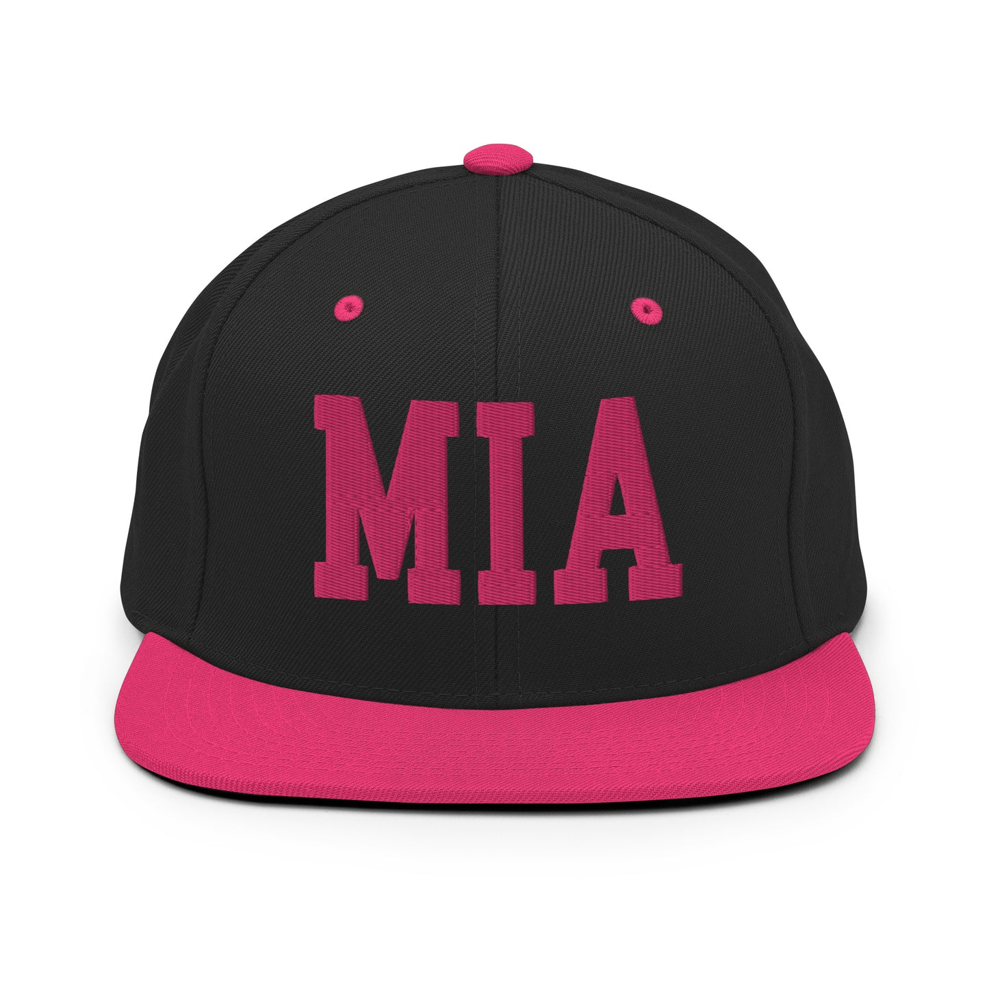College-Style Classic Snapback Hat • Pink Embroidery • MIA Miami • YHM Designs - Image 07