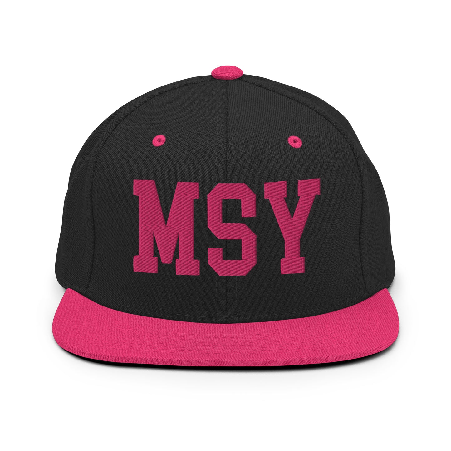 College-Style Classic Snapback Hat • Pink Embroidery • MSY New Orleans Souvenir • YHM Designs - Image 07