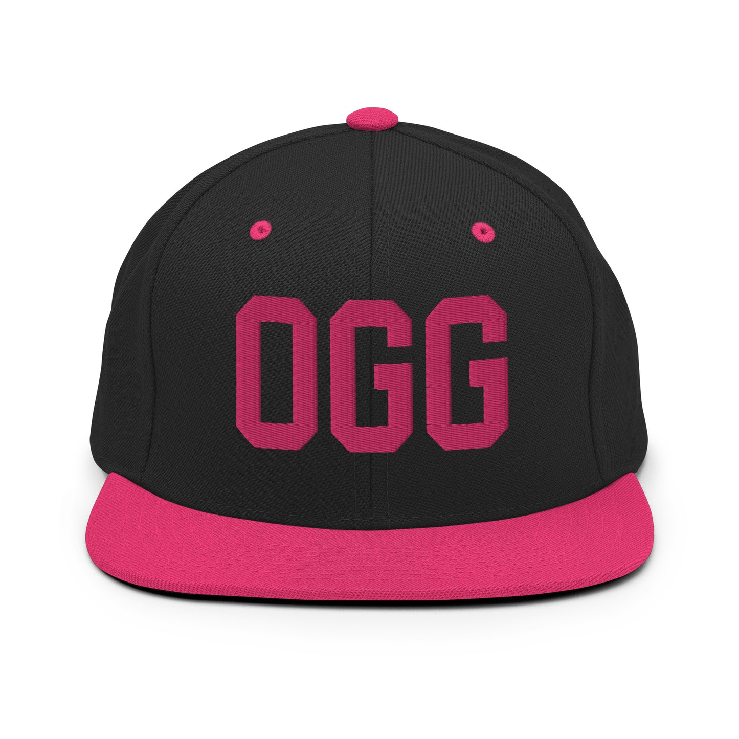 College-Style Classic Snapback Hat • Pink Embroidery • OGG Maui Souvenir • YHM Designs - Image 07