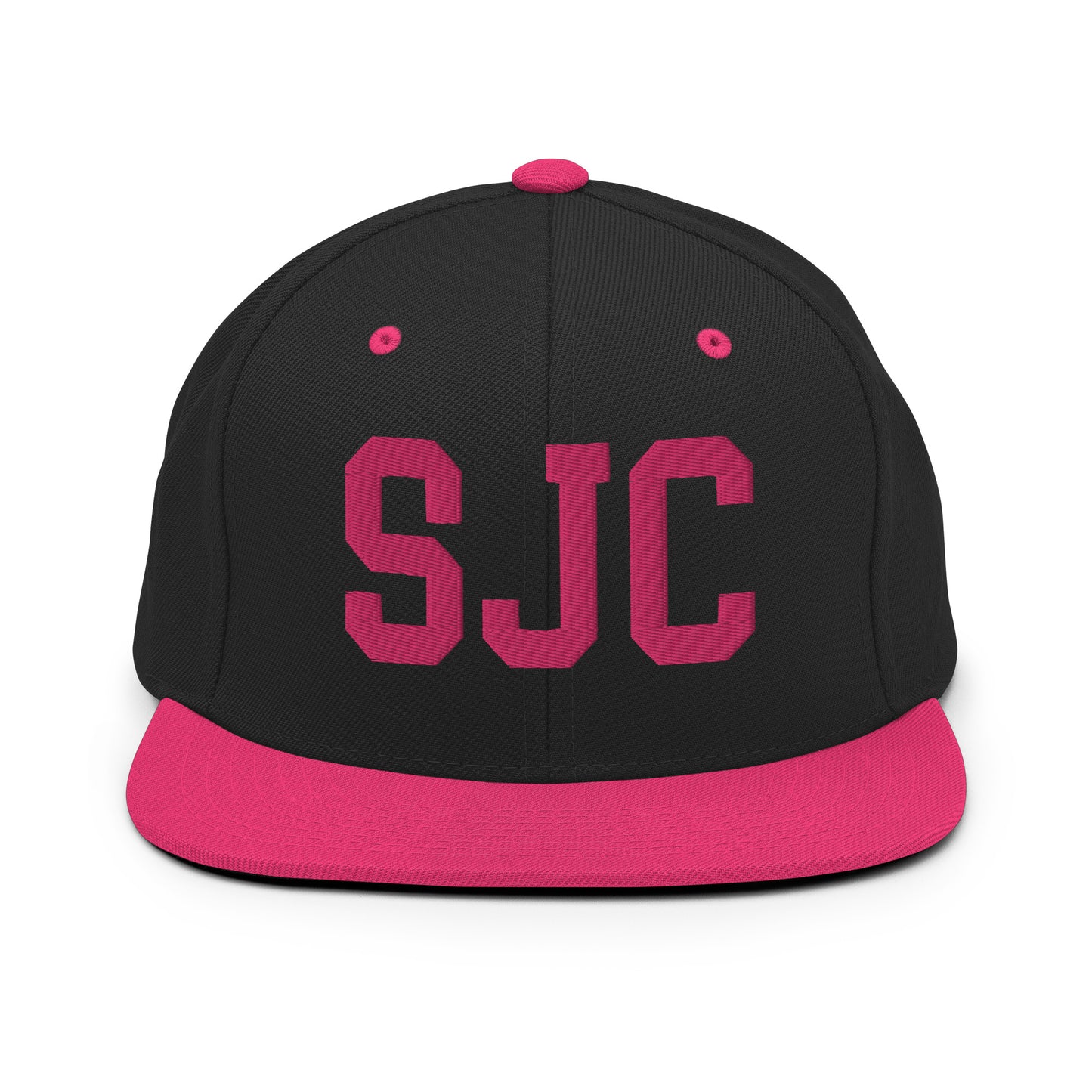 College-Style Classic Snapback Hat • Pink Embroidery • SJC San Jose • YHM Designs - Image 07