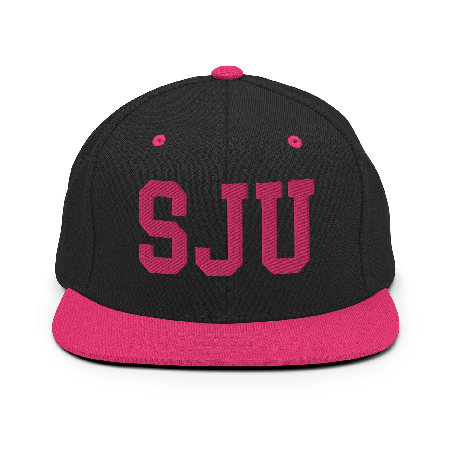 College-Style Classic Snapback Hat • Pink Embroidery • SJU San Juan Souvenir • YHM Designs - Image 07