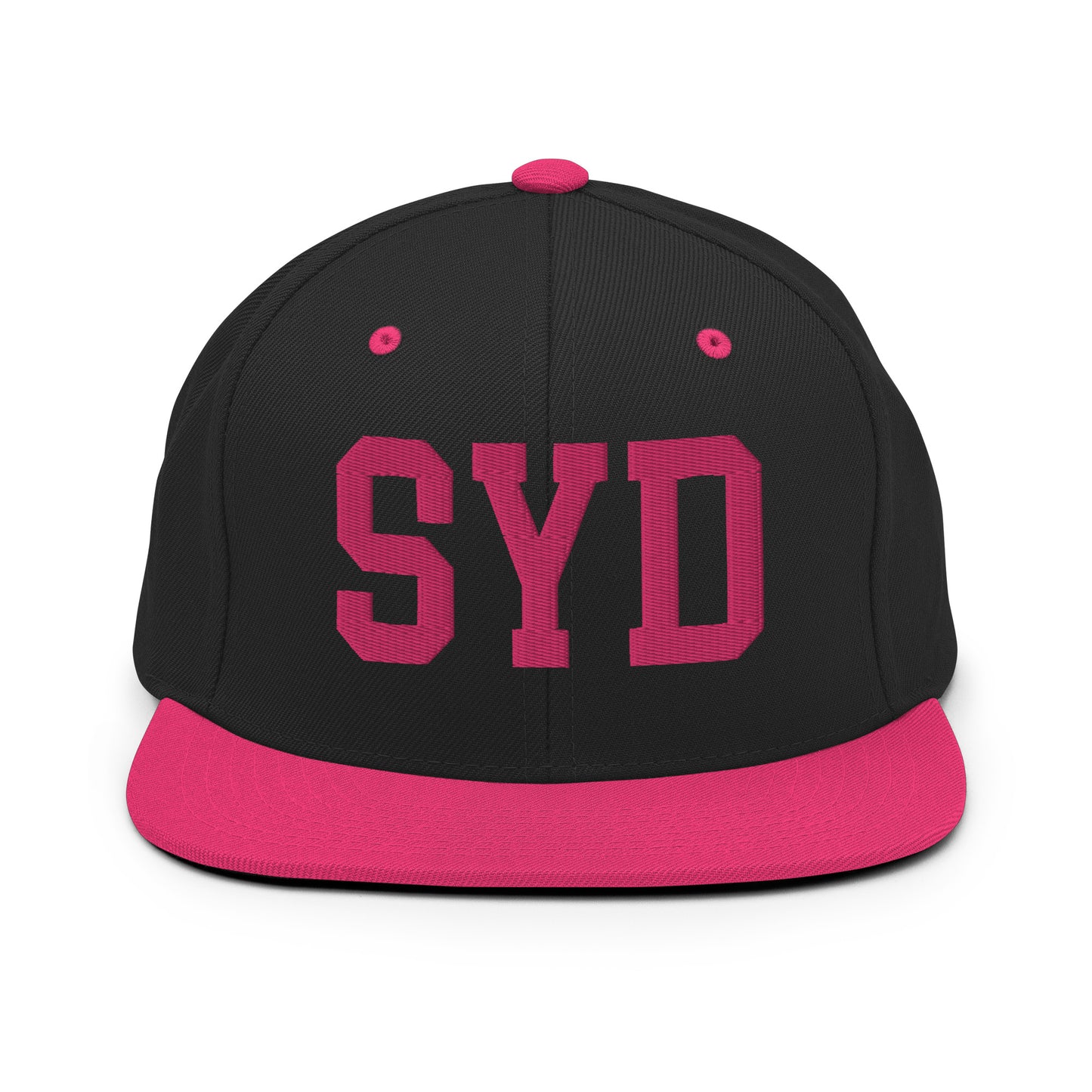 College-Style Classic Snapback Hat • Pink Embroidery • SYD Sydney Souvenir • YHM Designs - Image 07