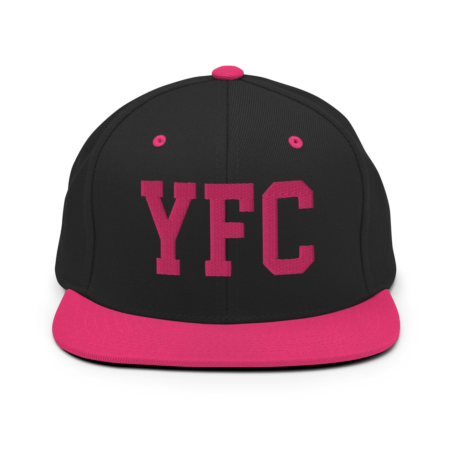 College-Style Classic Snapback Hat • Pink Embroidery • YFC Fredericton Souvenir • YHM Designs - Image 07