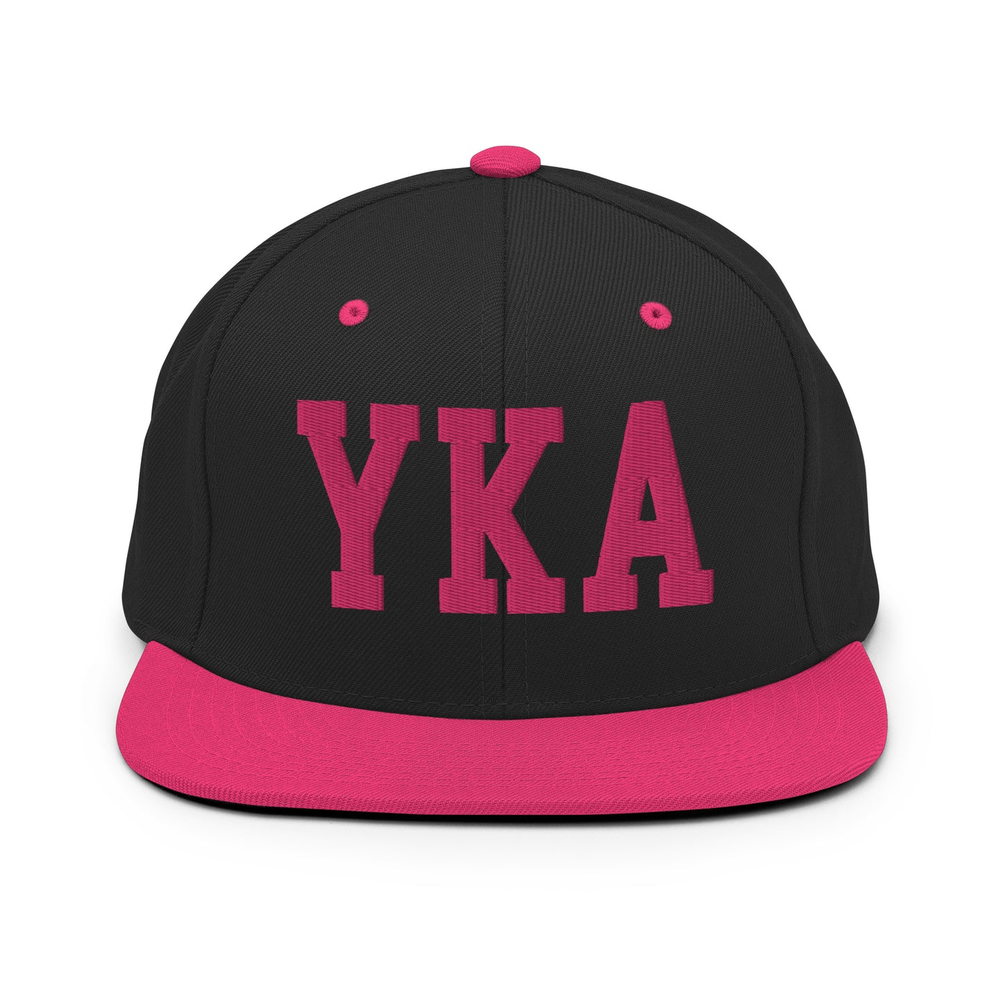 College-Style Classic Snapback Hat • Pink Embroidery • YKA Kamloops Souvenir • YHM Designs - Image 07
