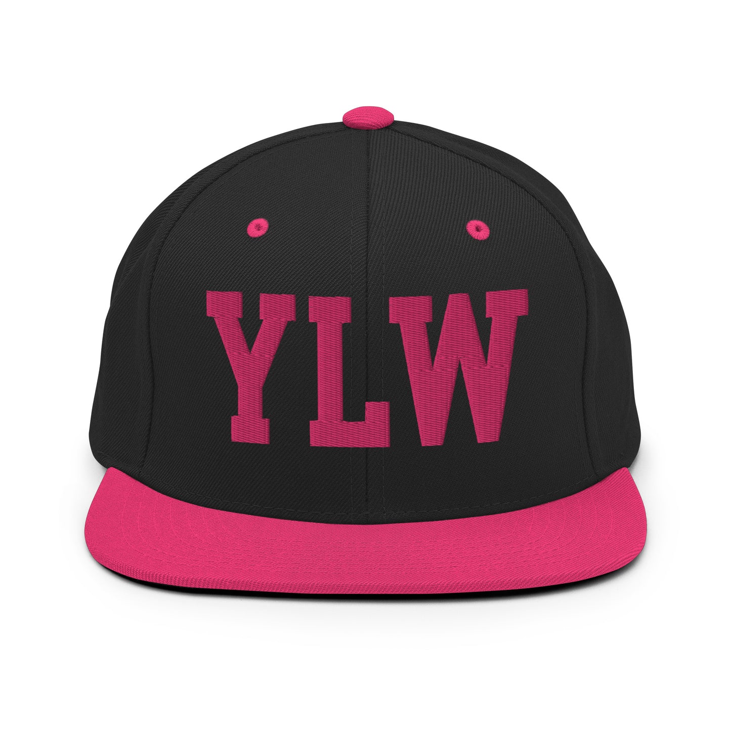College-Style Classic Snapback Hat • Pink Embroidery • YLW Kelowna Souvenir • YHM Designs - Image 07