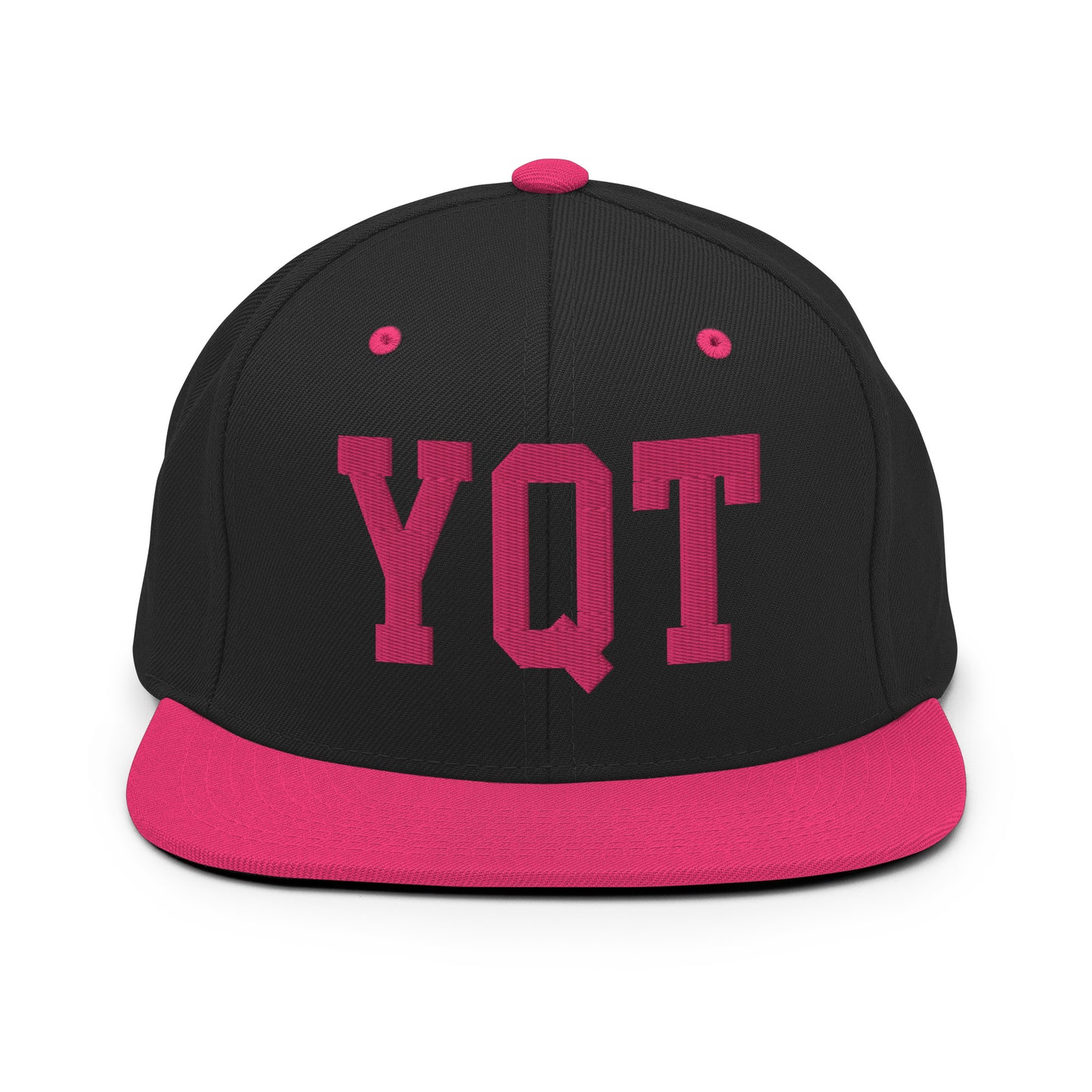 College-Style Classic Snapback Hat • Pink Embroidery • YQT Thunder Bay • YHM Designs - Image 07
