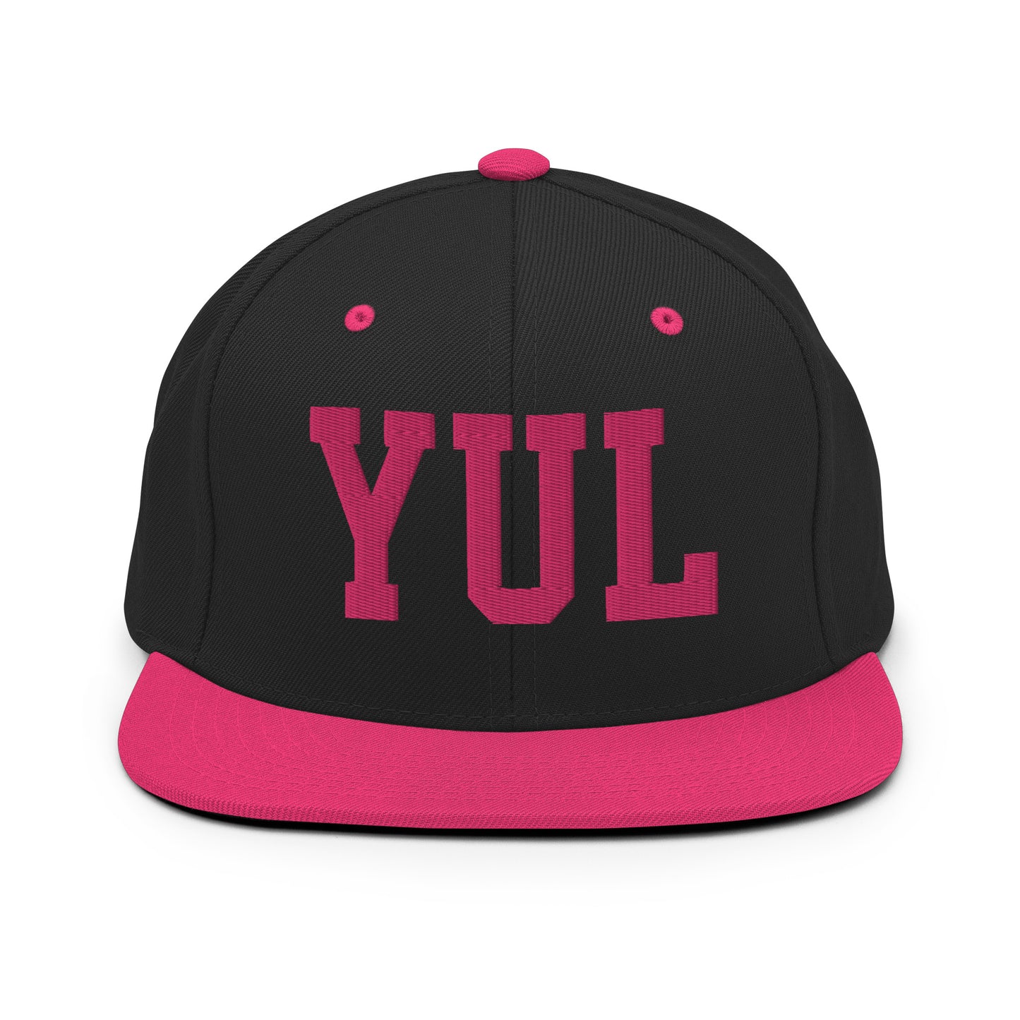 College-Style Classic Snapback Hat • Pink Embroidery • YUL Montreal Souvenir • YHM Designs - Image 07