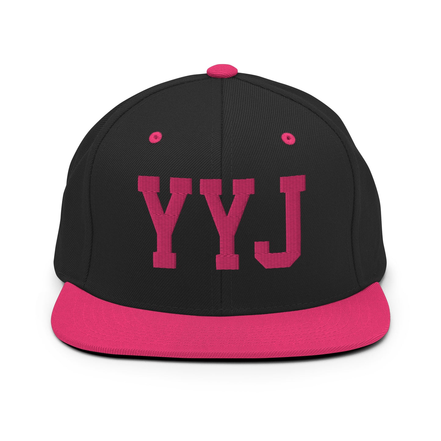 College-Style Classic Snapback Hat • Pink Embroidery • YYJ Victoria • YHM Designs - Image 07