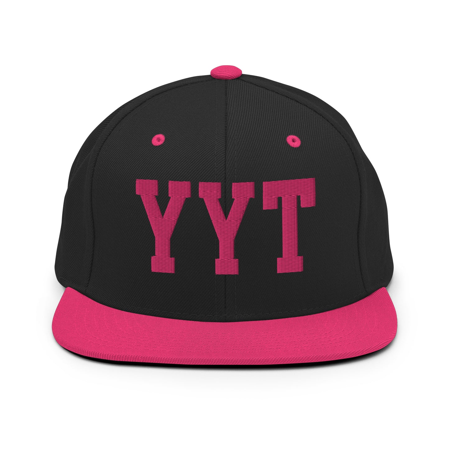 College-Style Classic Snapback Hat • Pink Embroidery • YYT St. John's • YHM Designs - Image 07