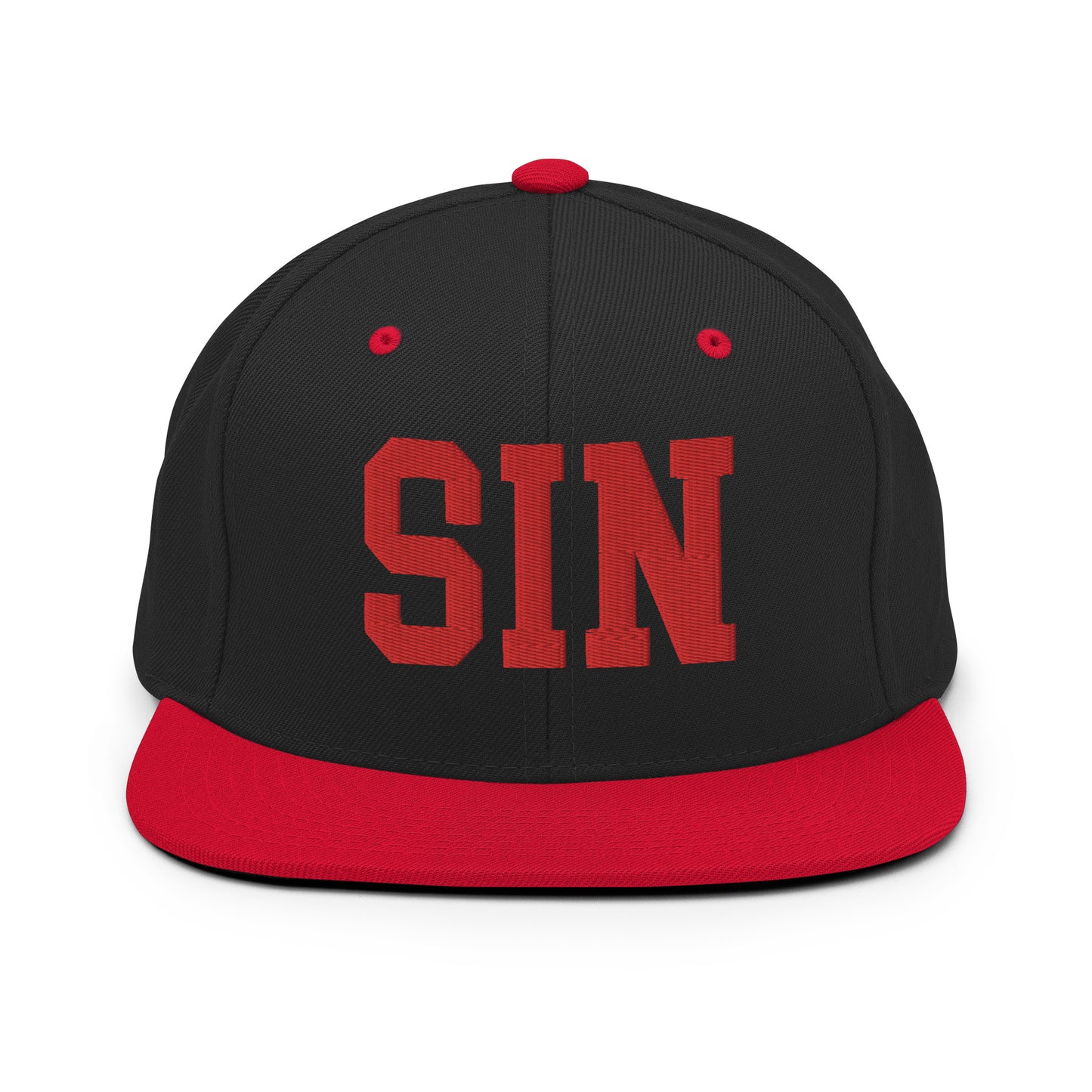 College-Style Classic Snapback Hat • Red • SIN Singapore • YHM Designs - Image 11