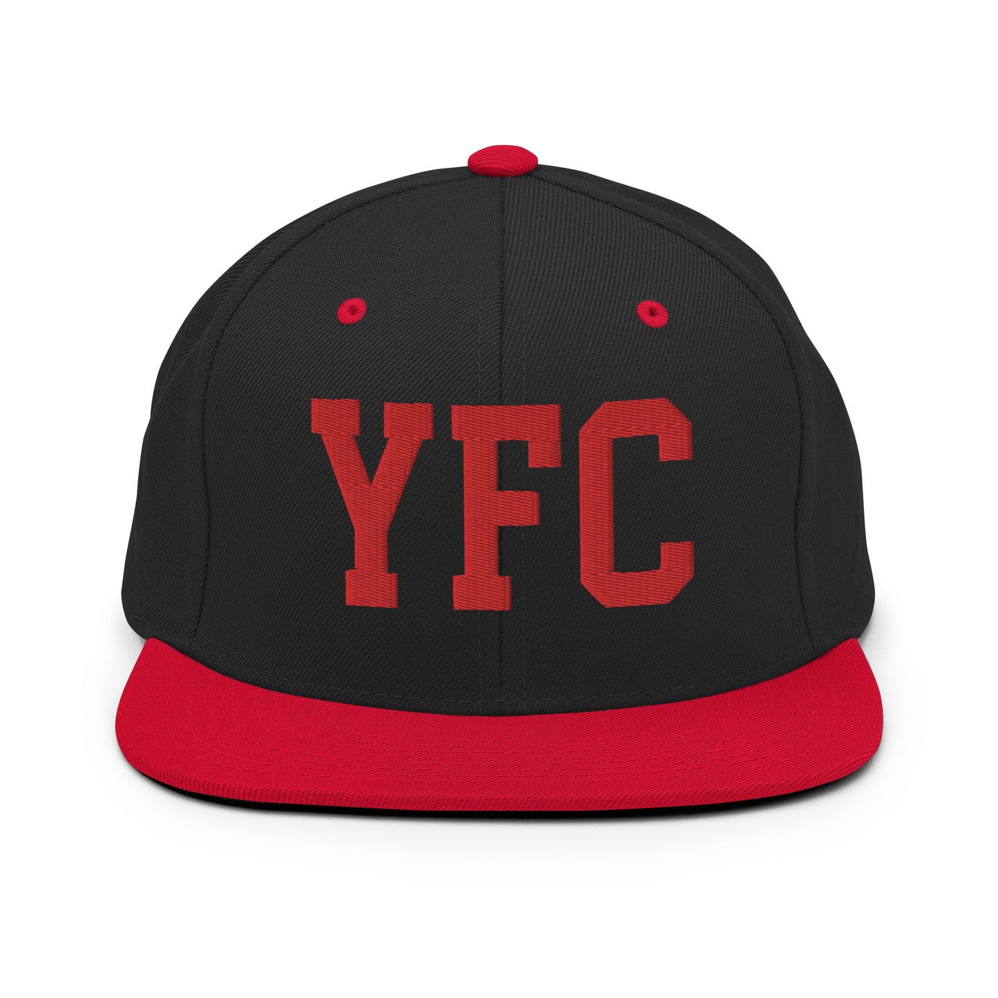 College-Style Classic Snapback Hat • Red • YFC Fredericton • YHM Designs - Image 11