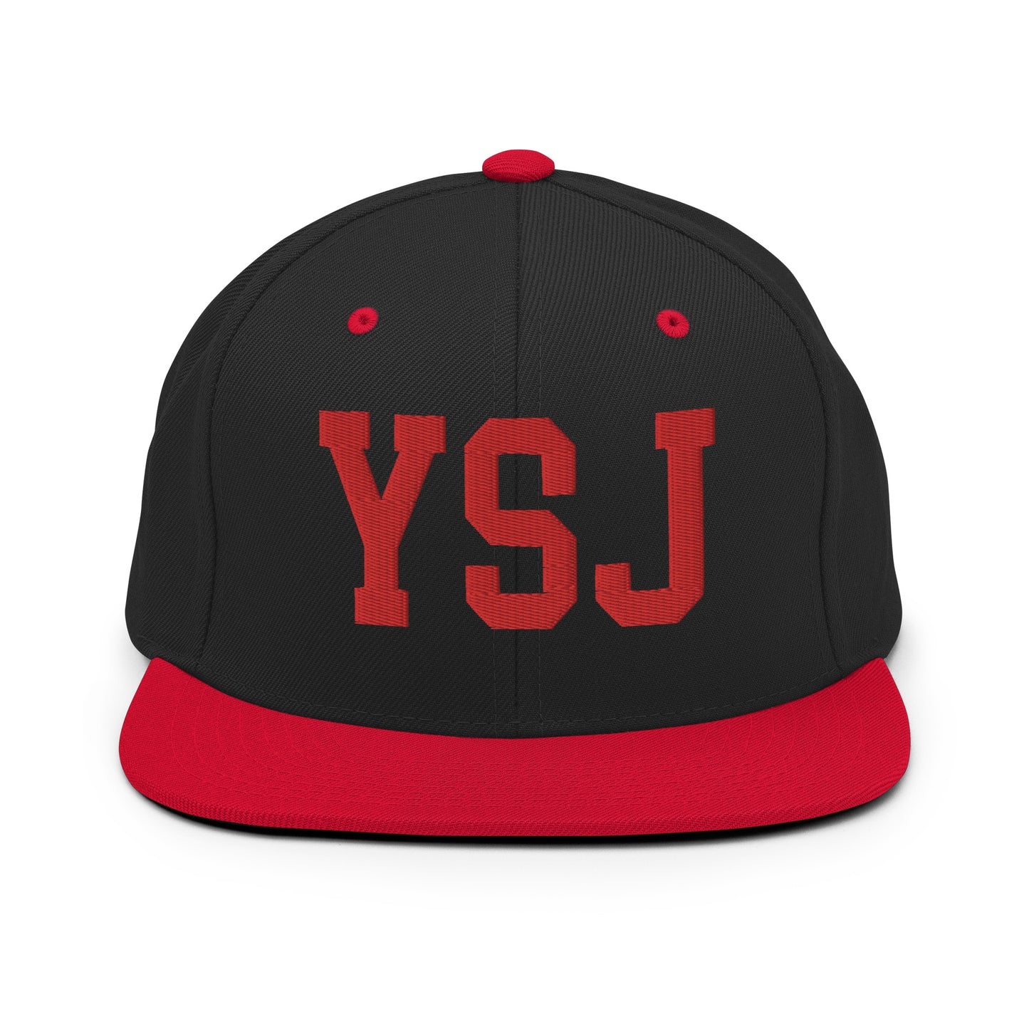 College-Style Classic Snapback Hat • Red • YSJ Saint John • YHM Designs - Image 11