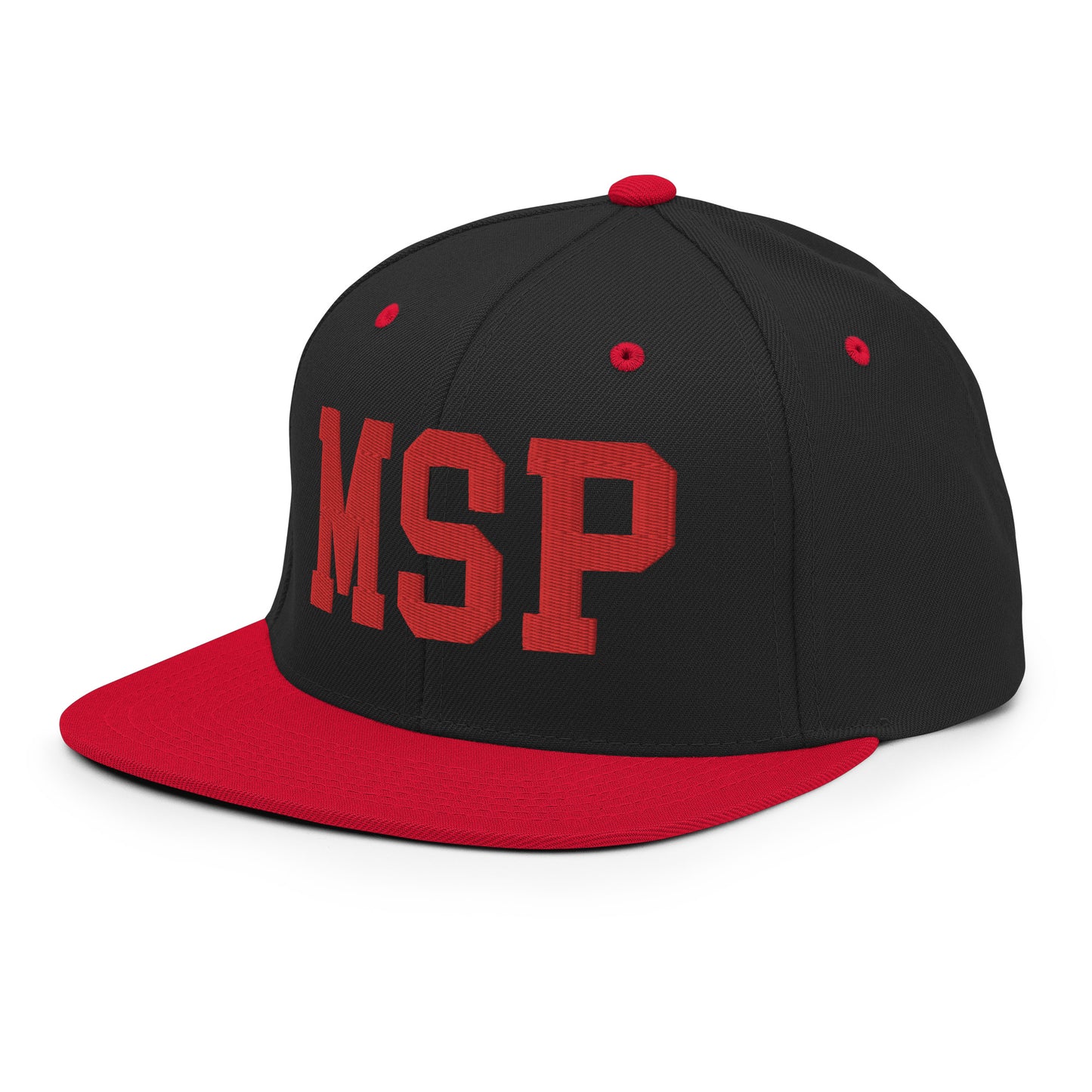 College-Style Classic Snapback Hat • Red • MSP Minneapolis • YHM Designs - Image 13