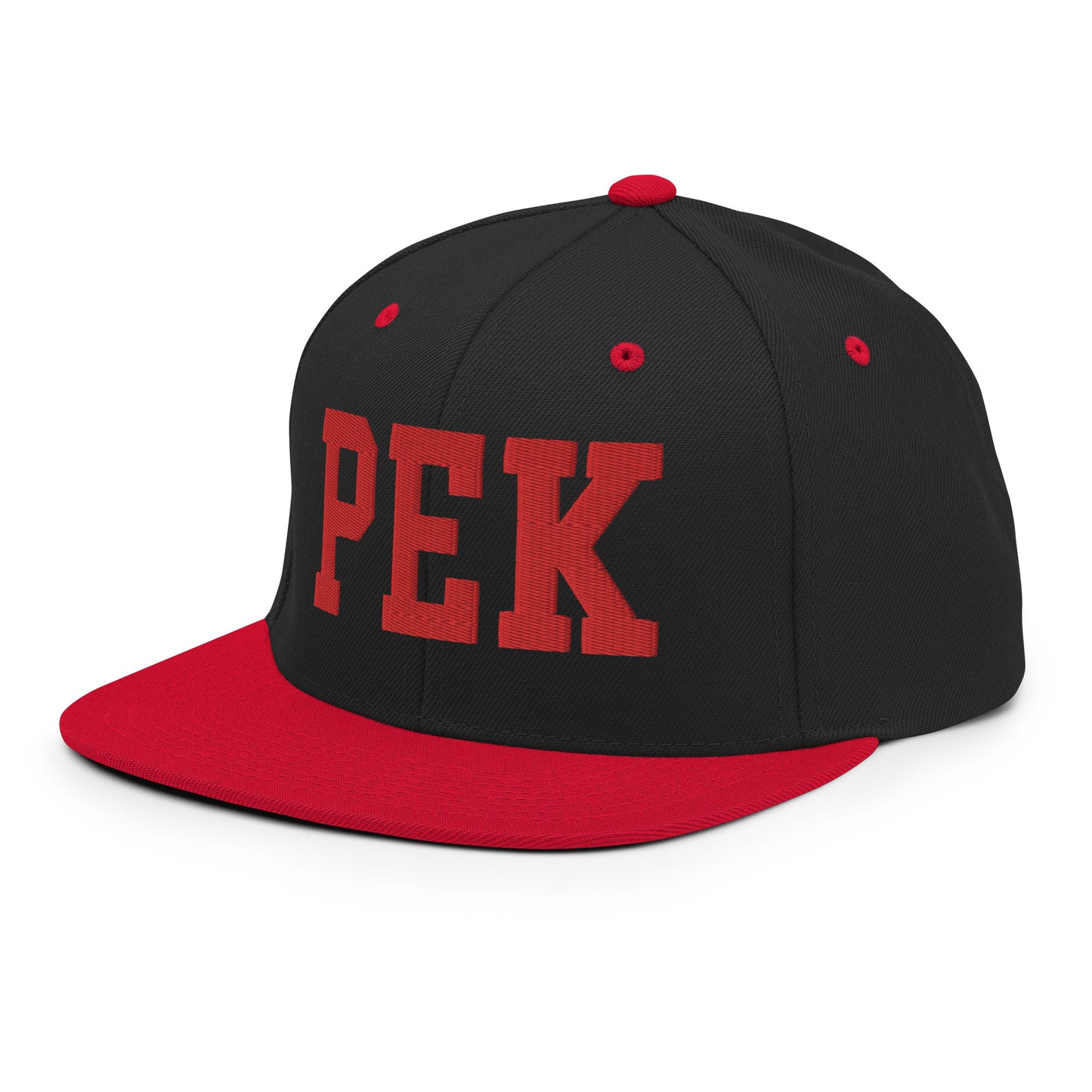 College-Style Classic Snapback Hat • Red • PEK Beijing • YHM Designs - Image 13