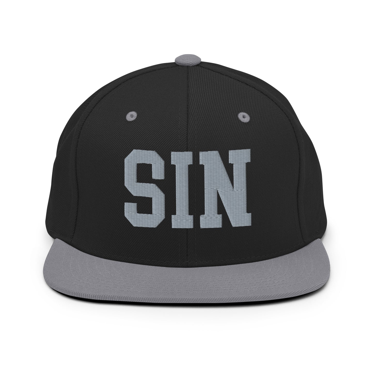 College-Style Classic Snapback Hat • Grey • SIN Singapore Souvenir • YHM Designs - Image 11