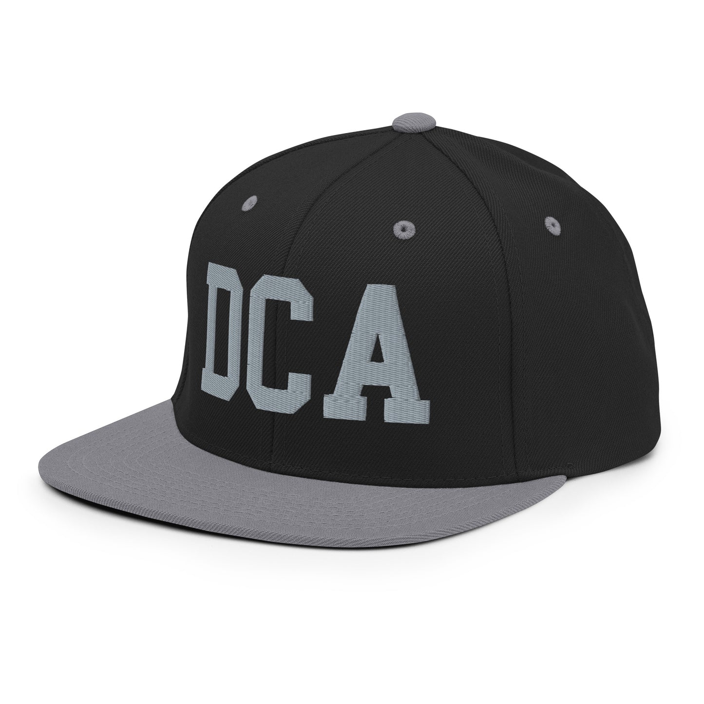 College-Style Classic Snapback Hat • Grey • DCA Washington • YHM Designs - Image 01
