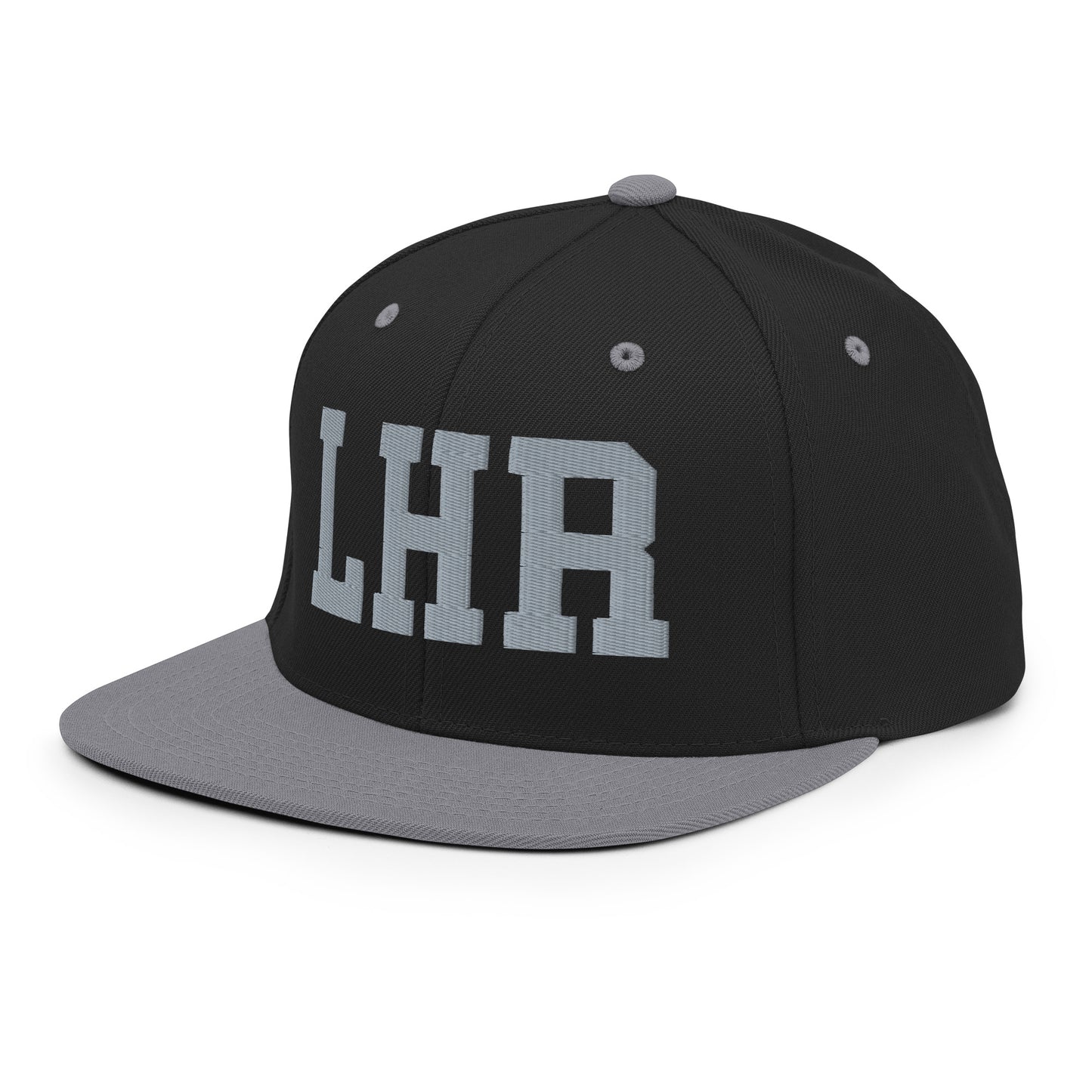 College-Style Classic Snapback Hat • Grey • LHR London Souvenir • YHM Designs - Image 01