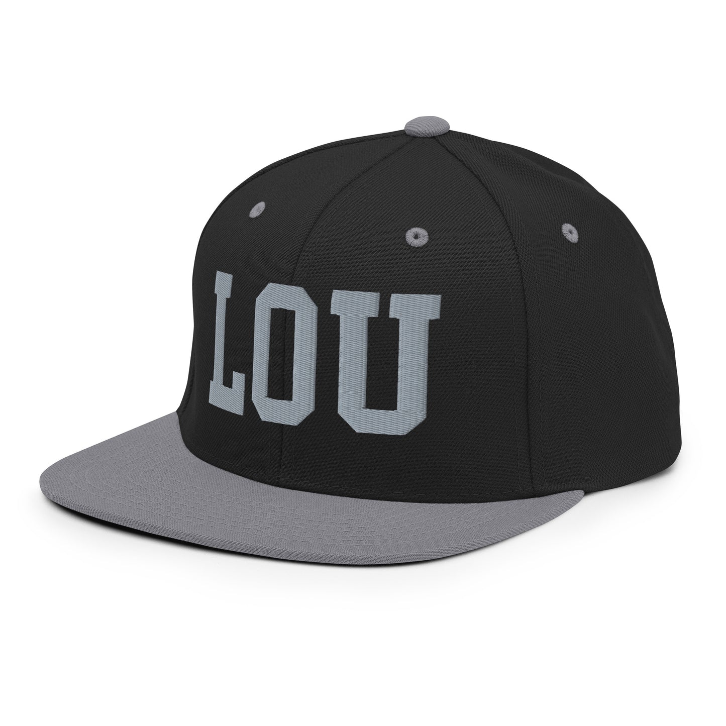 College-Style Classic Snapback Hat • Grey • LOU Louisville Souvenir • YHM Designs - Image 01