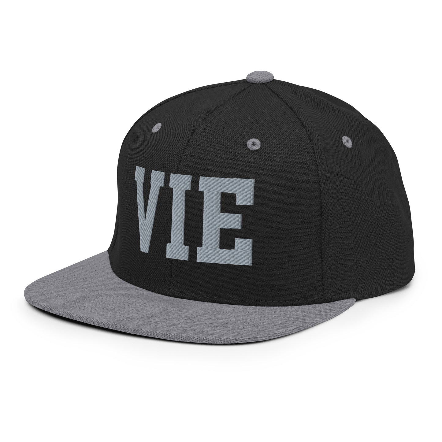 College-Style Classic Snapback Hat • Grey • VIE Vienna Souvenir • YHM Designs - Image 01