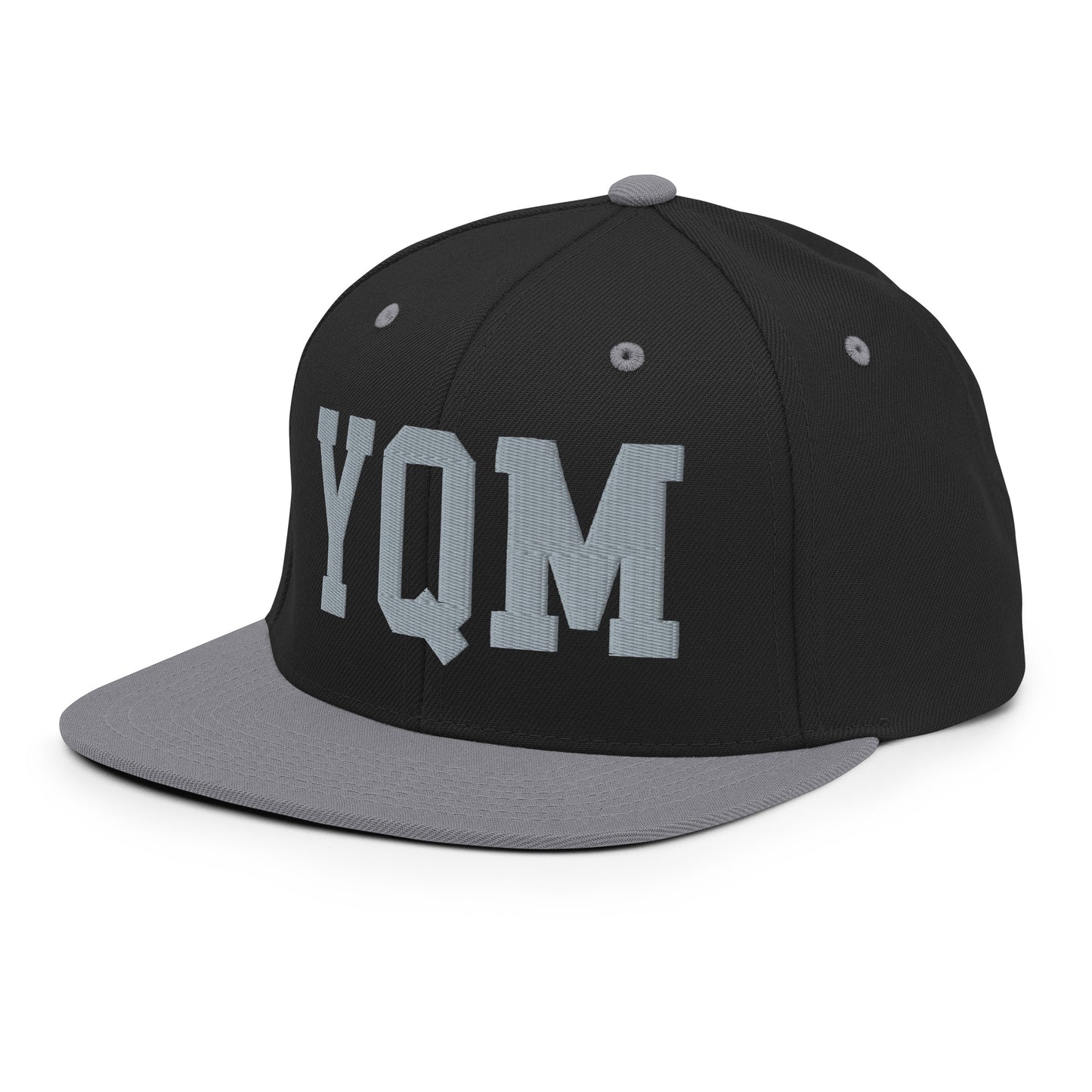 College-Style Classic Snapback Hat • Grey • YQM Moncton • YHM Designs - Image 01