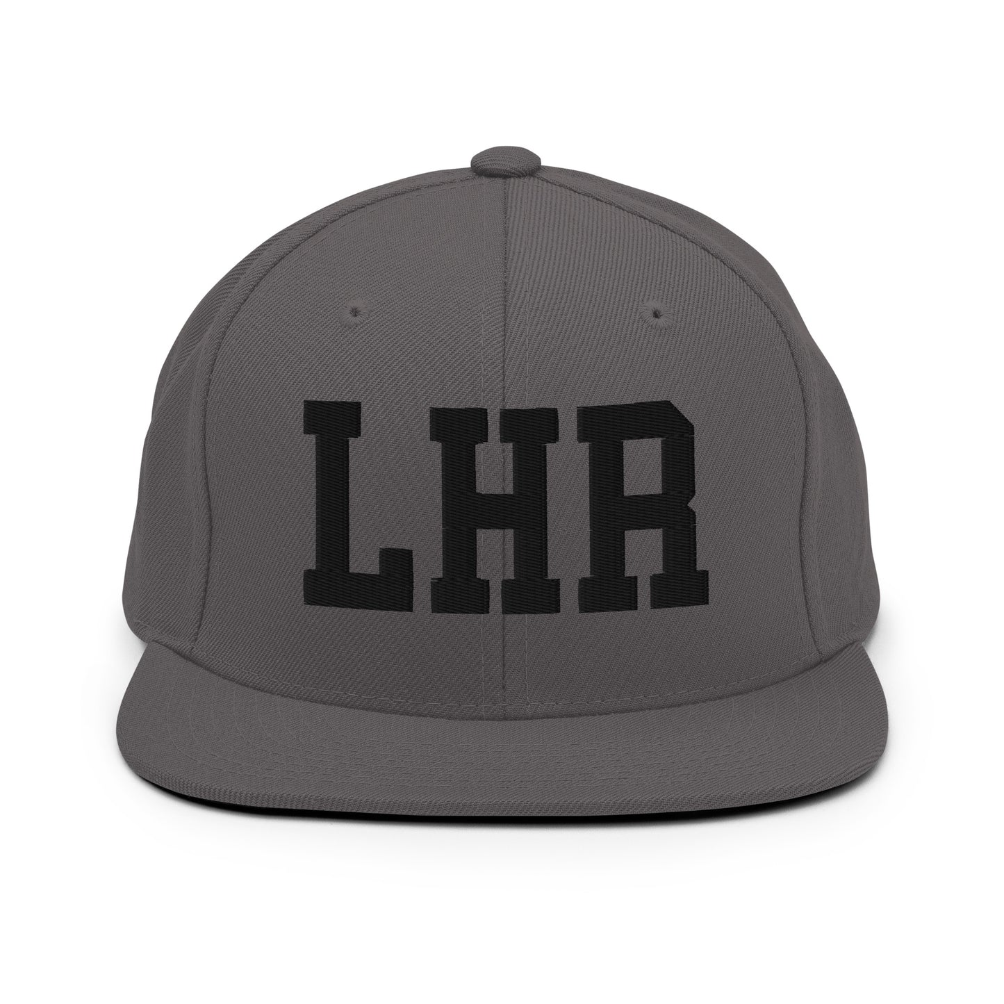 College-Style Classic Snapback Hat • Black • LHR London Souvenir • YHM Designs - Image 15