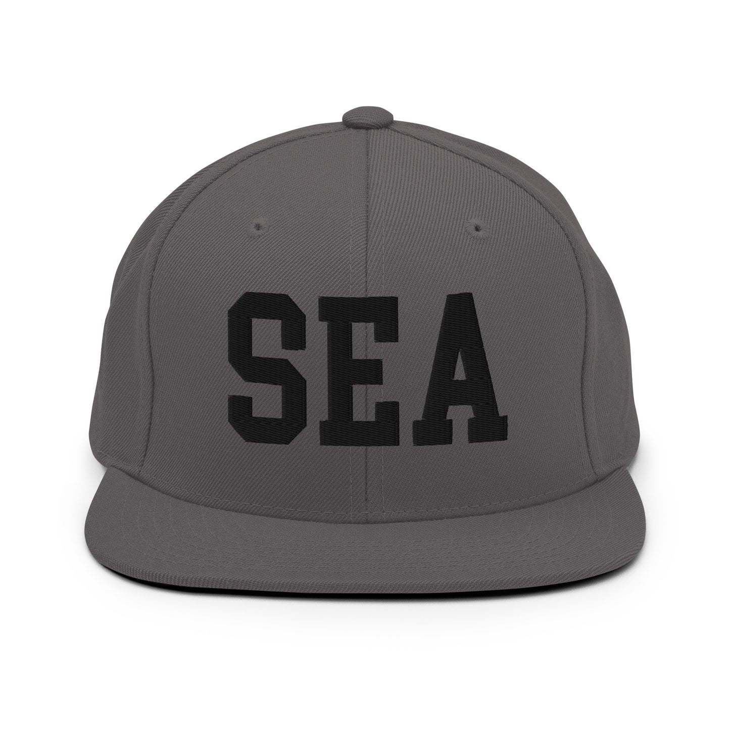 College-Style Classic Snapback Hat • Black • SEA Seattle • YHM Designs - Image 15