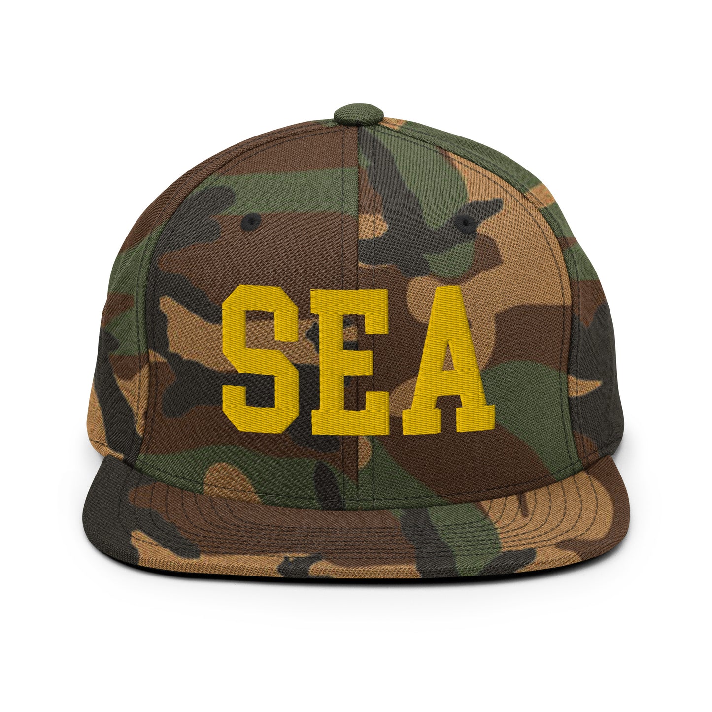 College-Style Classic Snapback Hat • Gold • SEA Seattle • YHM Designs - Image 22