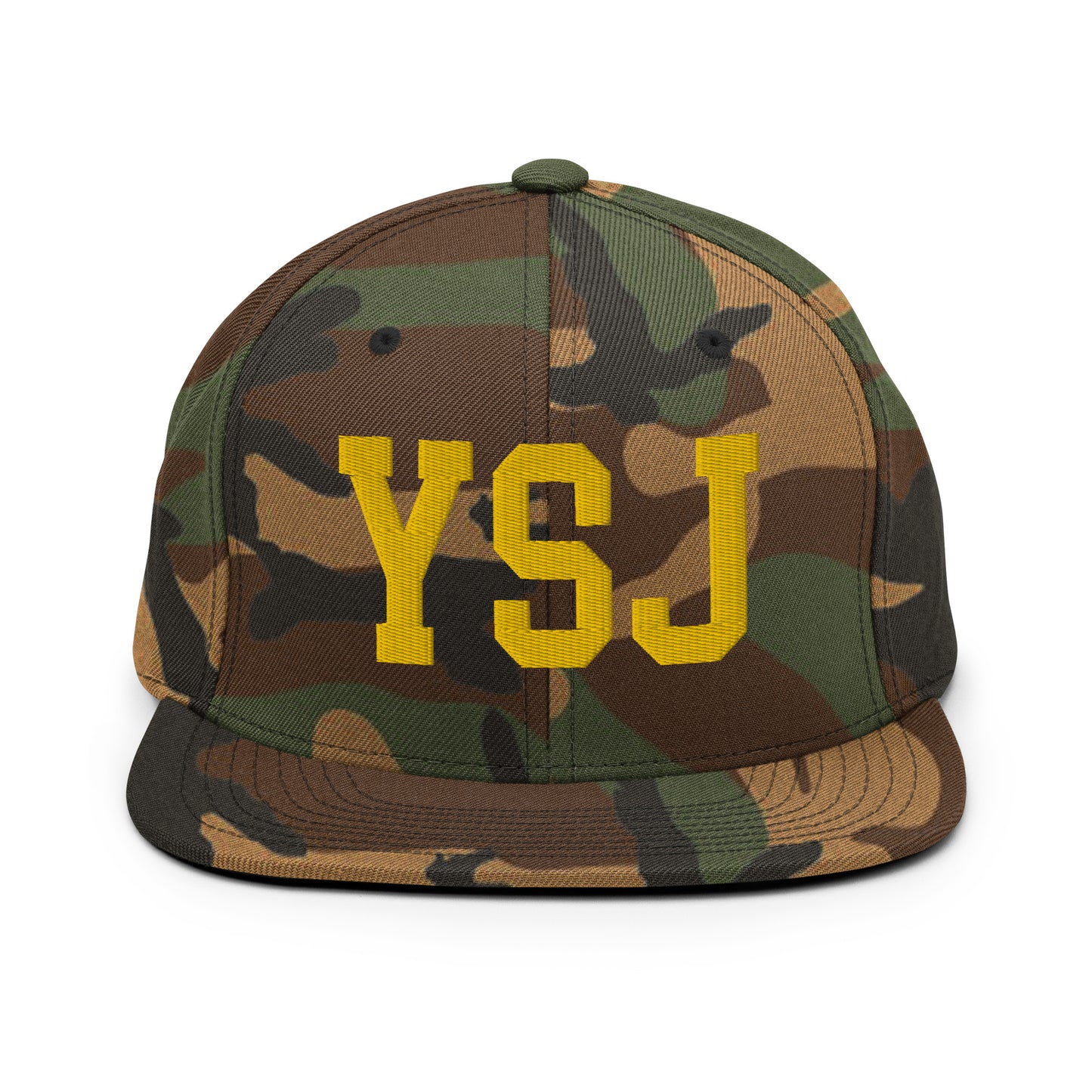 College-Style Classic Snapback Hat • Gold • YSJ Saint John • YHM Designs - Image 22